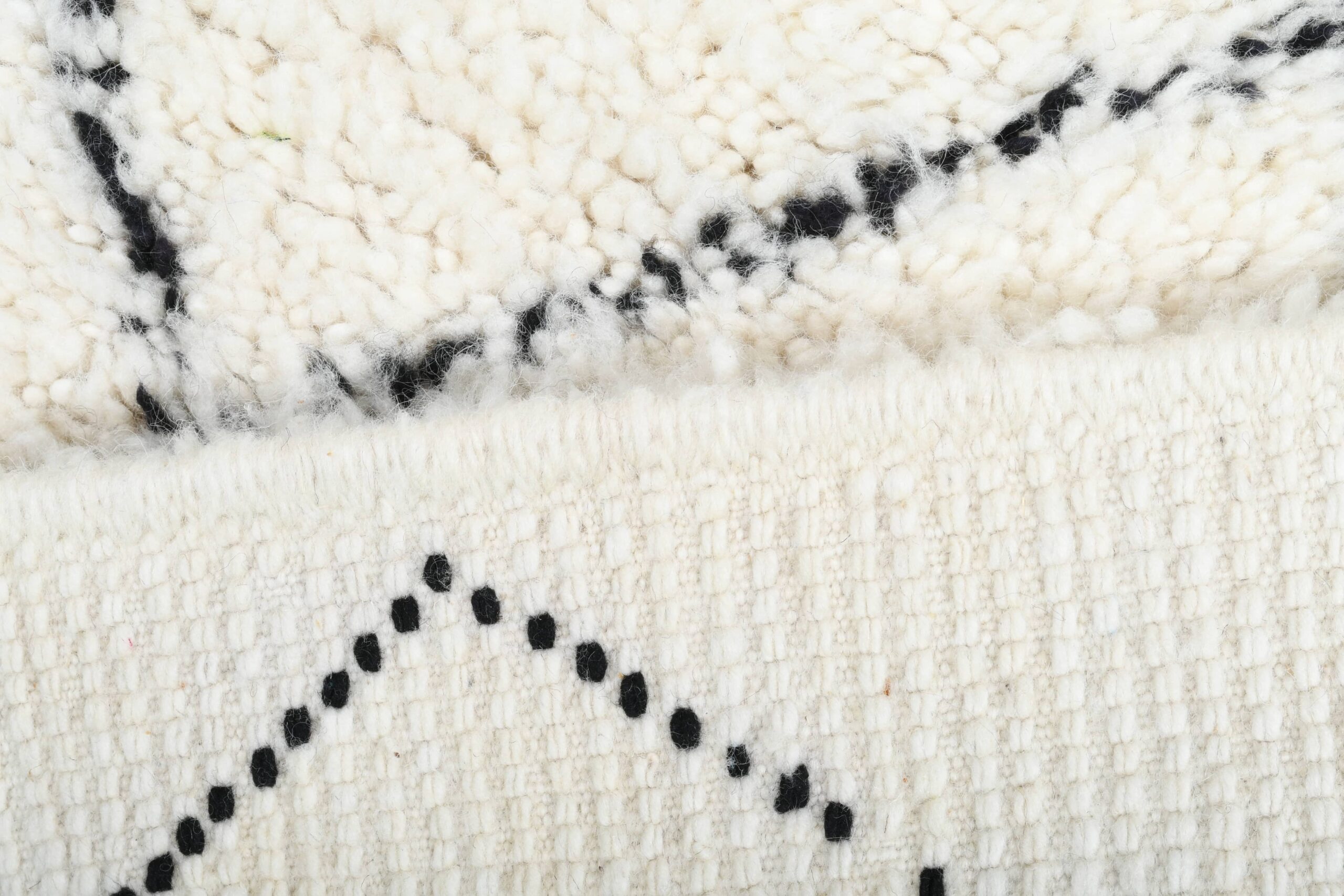 Moroccan Rug Handmade Wool 3x5 - Ivory Black Diamond Minimalist Boho Area Rug for Living Room Bedroom Beni Ourain - Image 10