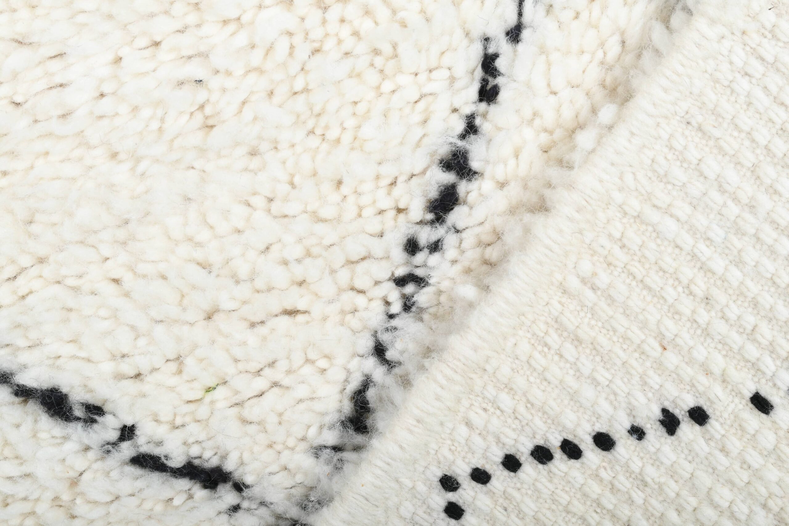 Moroccan Rug Handmade Wool 3x5 - Ivory Black Diamond Minimalist Boho Area Rug for Living Room Bedroom Beni Ourain - Image 11