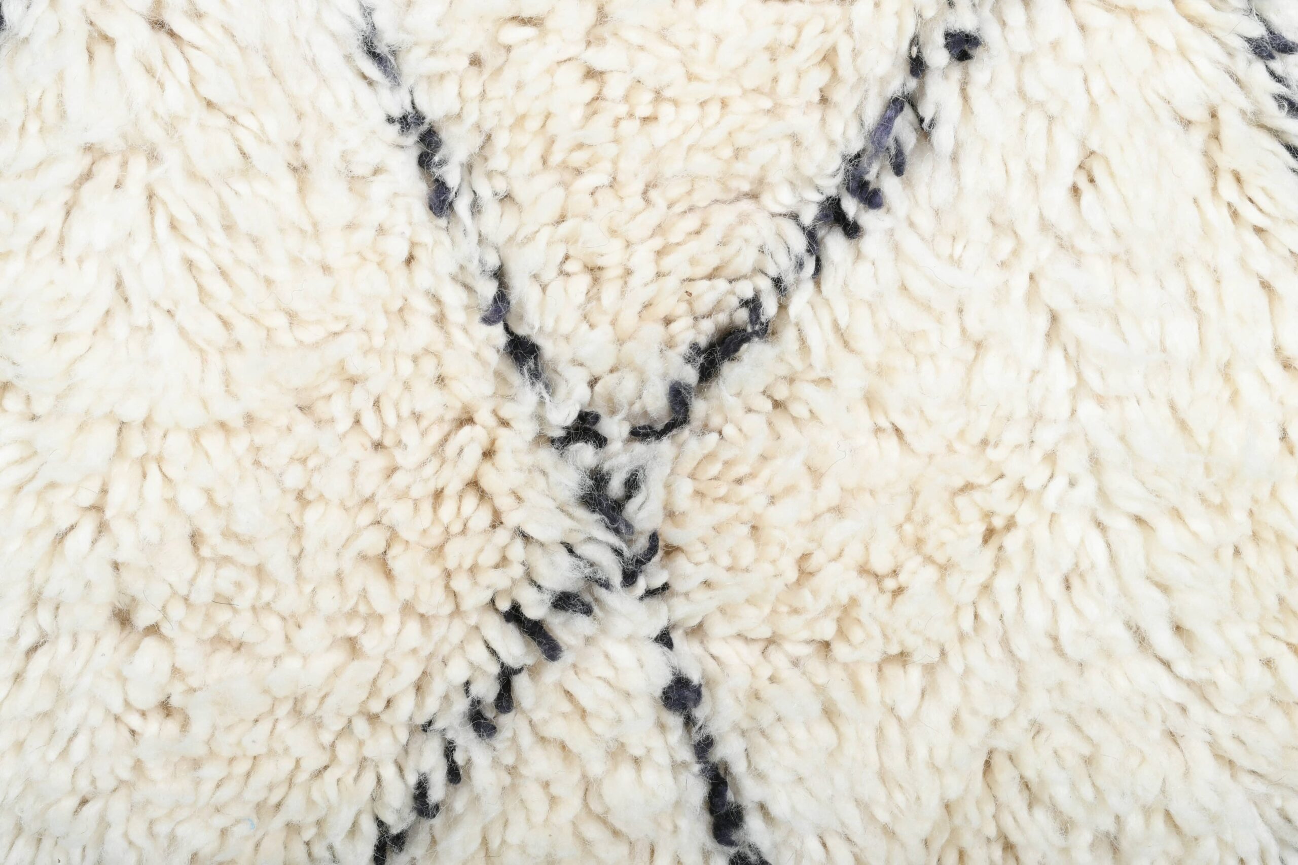 Moroccan Rug Handmade Wool 2x4 - Ivory Black Diamond Minimalist Boho Area Rug for Bedroom or Entryway Beni Ourain - الصورة 4