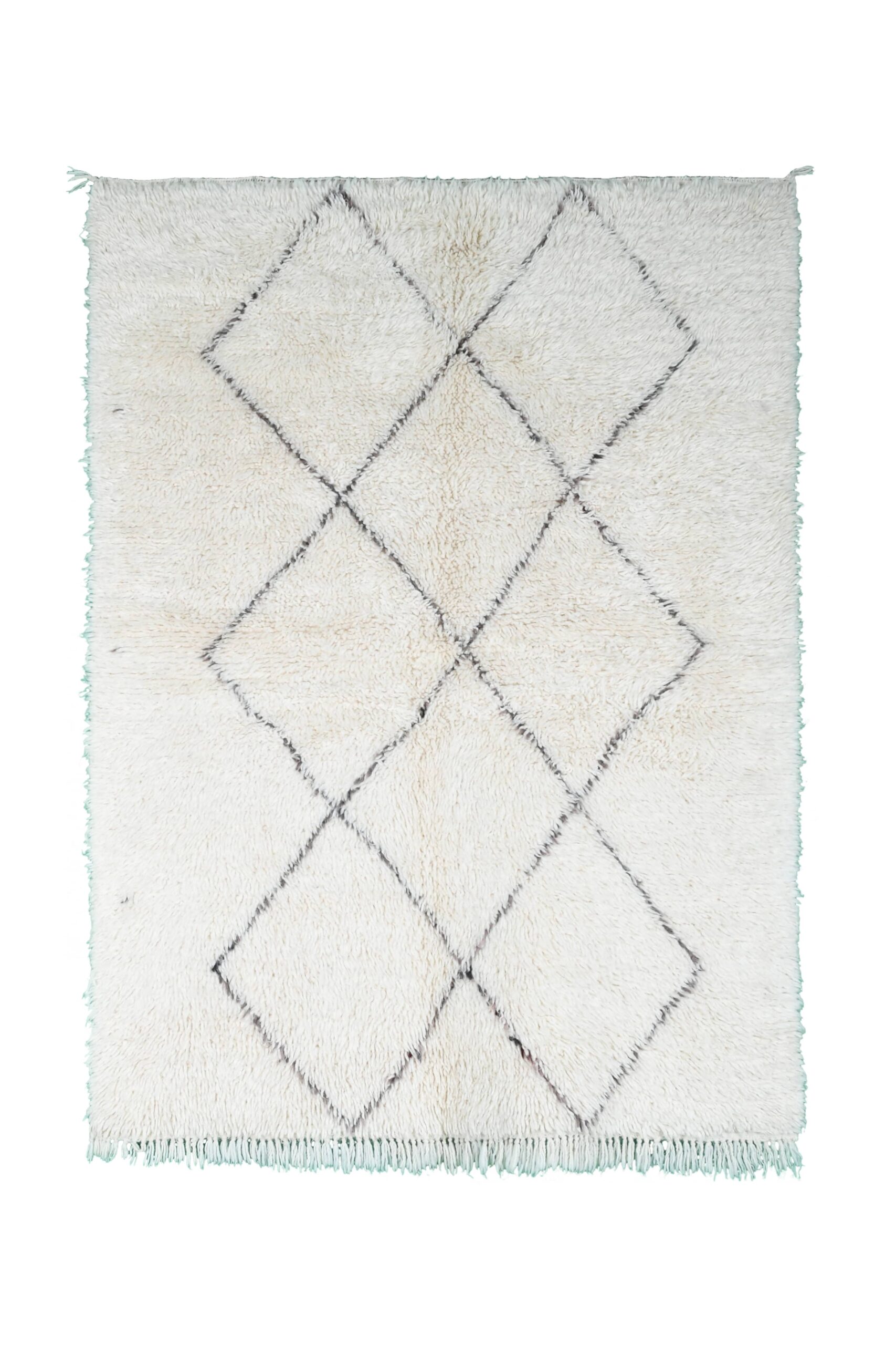 Moroccan Rug Handmade Wool 5x7 - Ivory Neutral Minimalist Boho Area Rug for Living Room Bedroom - Beni Ourain – Bild 2