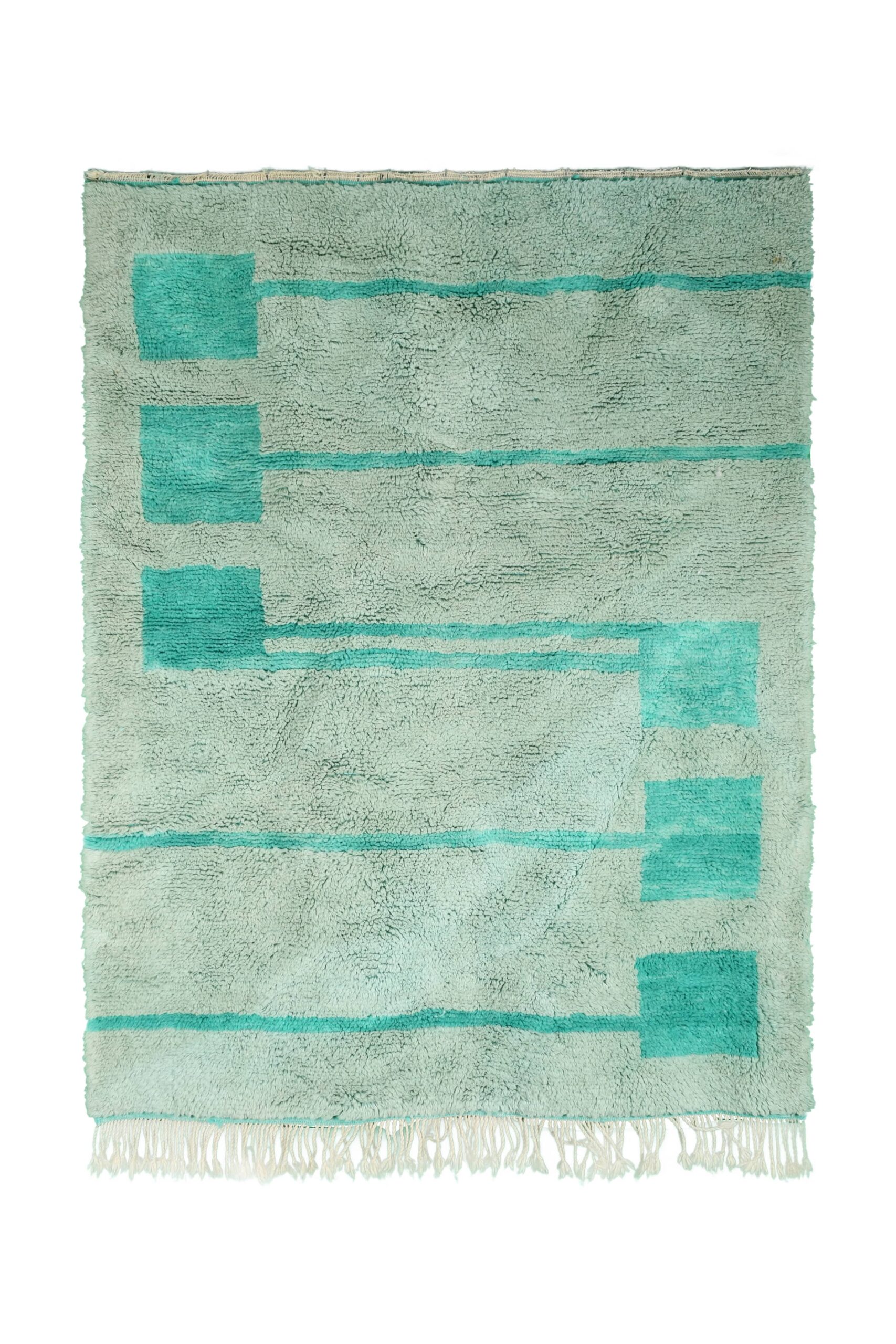 Moroccan Rug Handmade Wool 6x8 - Neutral Mint Teal Modern Boho Area Rug for Living Room Bedroom - Mrirt - الصورة 2
