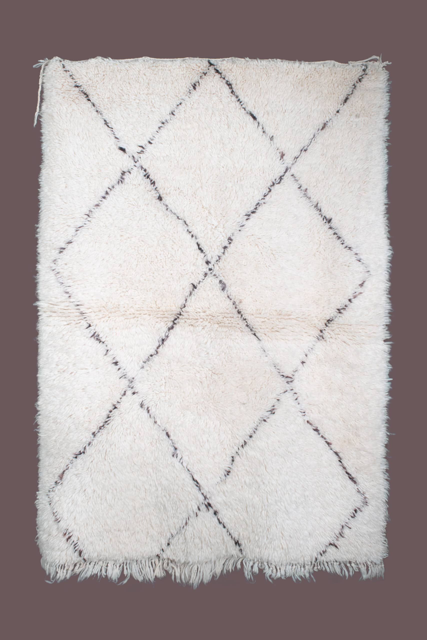 Moroccan Rug Handmade Wool 4x6 - Ivory Neutral Minimalist Boho Area Rug for Living Room Bedroom - Beni Ourain – Image 2