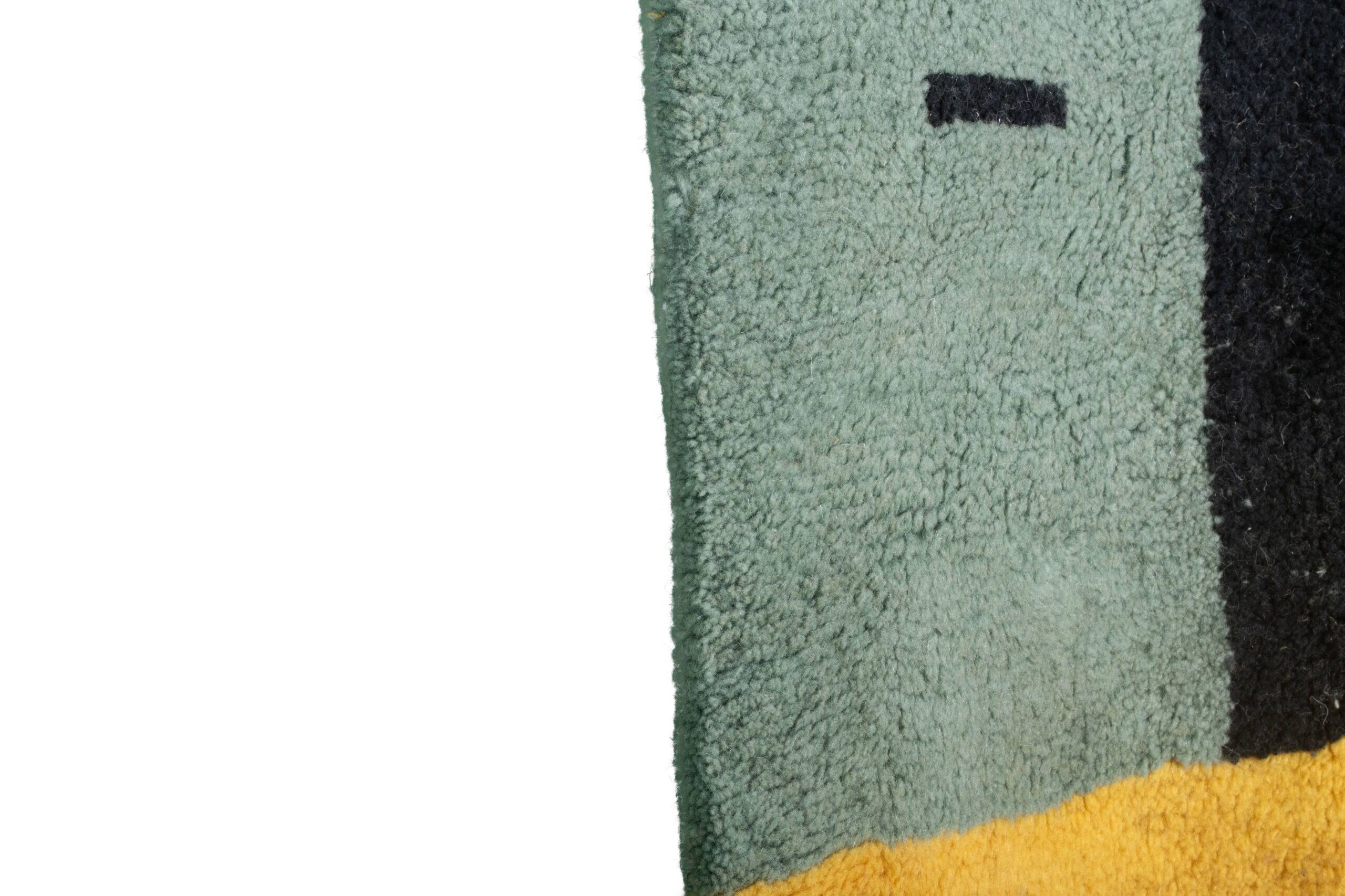 Moroccan Rug Handmade Wool 5x8 - Teal Yellow Modern Boho Area Rug for Living Room Bedroom - Mrirt - 画像4