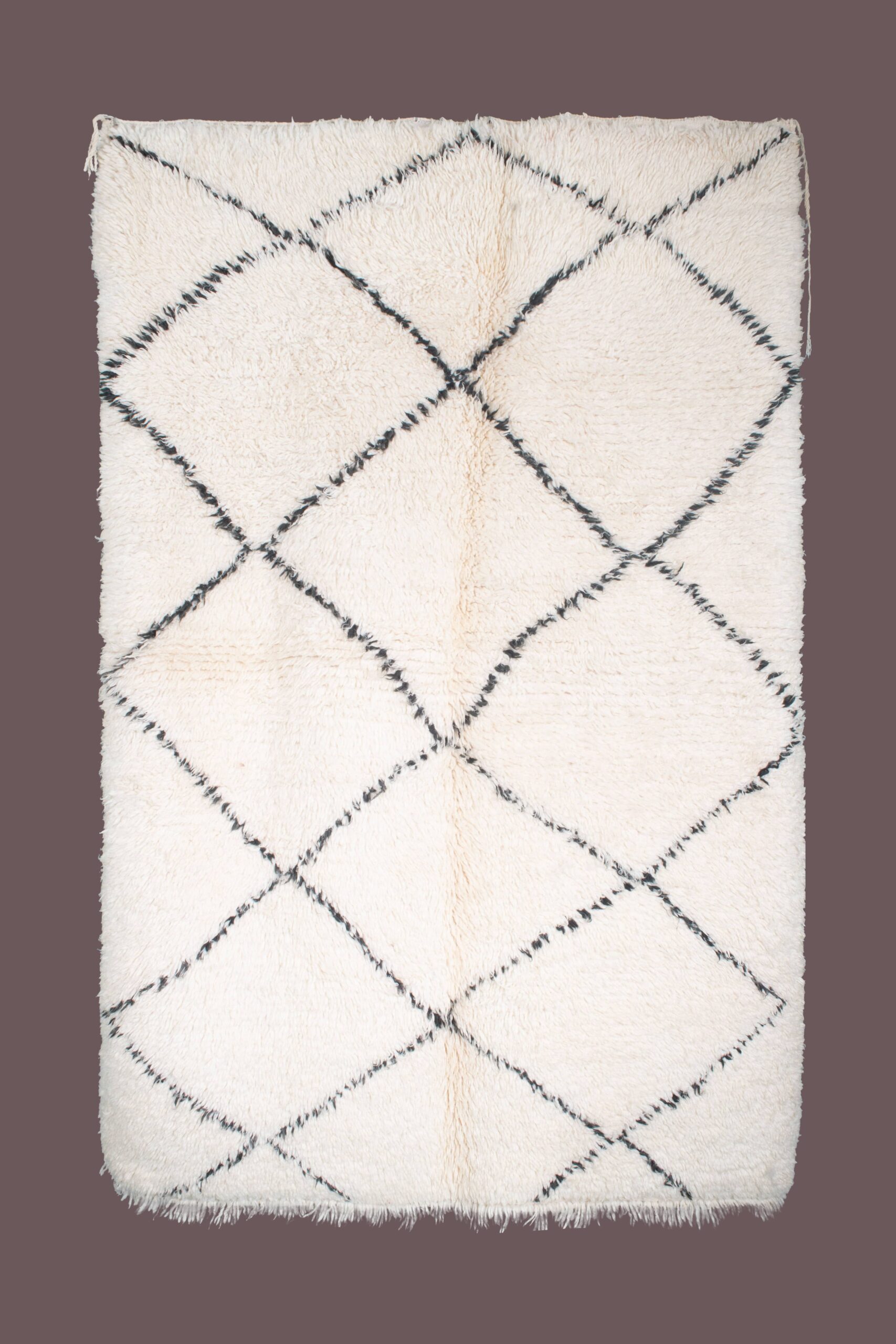 Moroccan Rug Handmade Wool 5x7 - Ivory Black Minimalist Boho Area Rug for Living Room Bedroom - Beni Ourain – Image 2