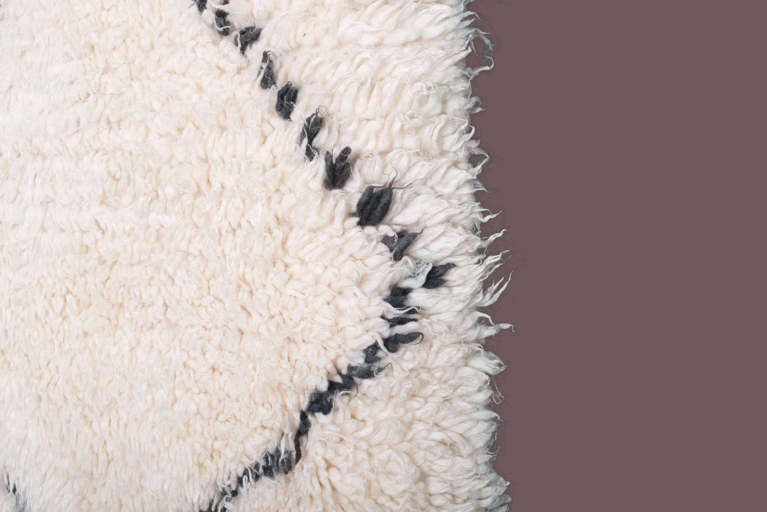 Moroccan Rug Handmade Wool 5x7 - Ivory Black Minimalist Boho Area Rug for Living Room Bedroom - Beni Ourain – Image 4