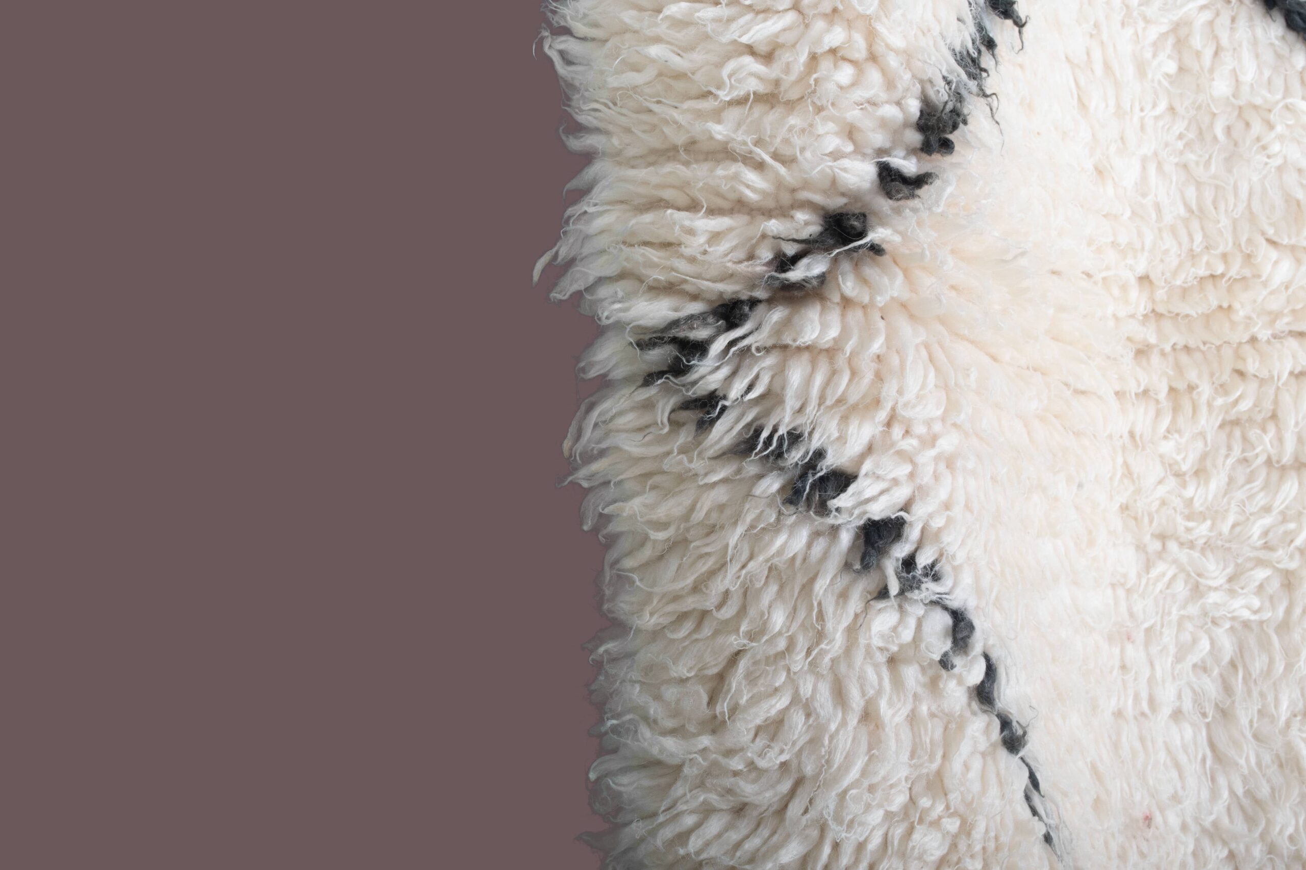 Moroccan Rug Handmade Wool 5x7 - Ivory Black Minimalist Boho Area Rug for Living Room Bedroom - Beni Ourain – Image 5