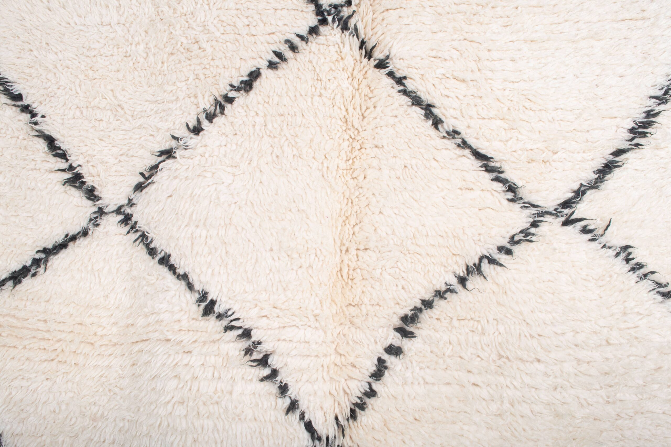 Moroccan Rug Handmade Wool 5x7 - Ivory Black Minimalist Boho Area Rug for Living Room Bedroom - Beni Ourain – Image 6