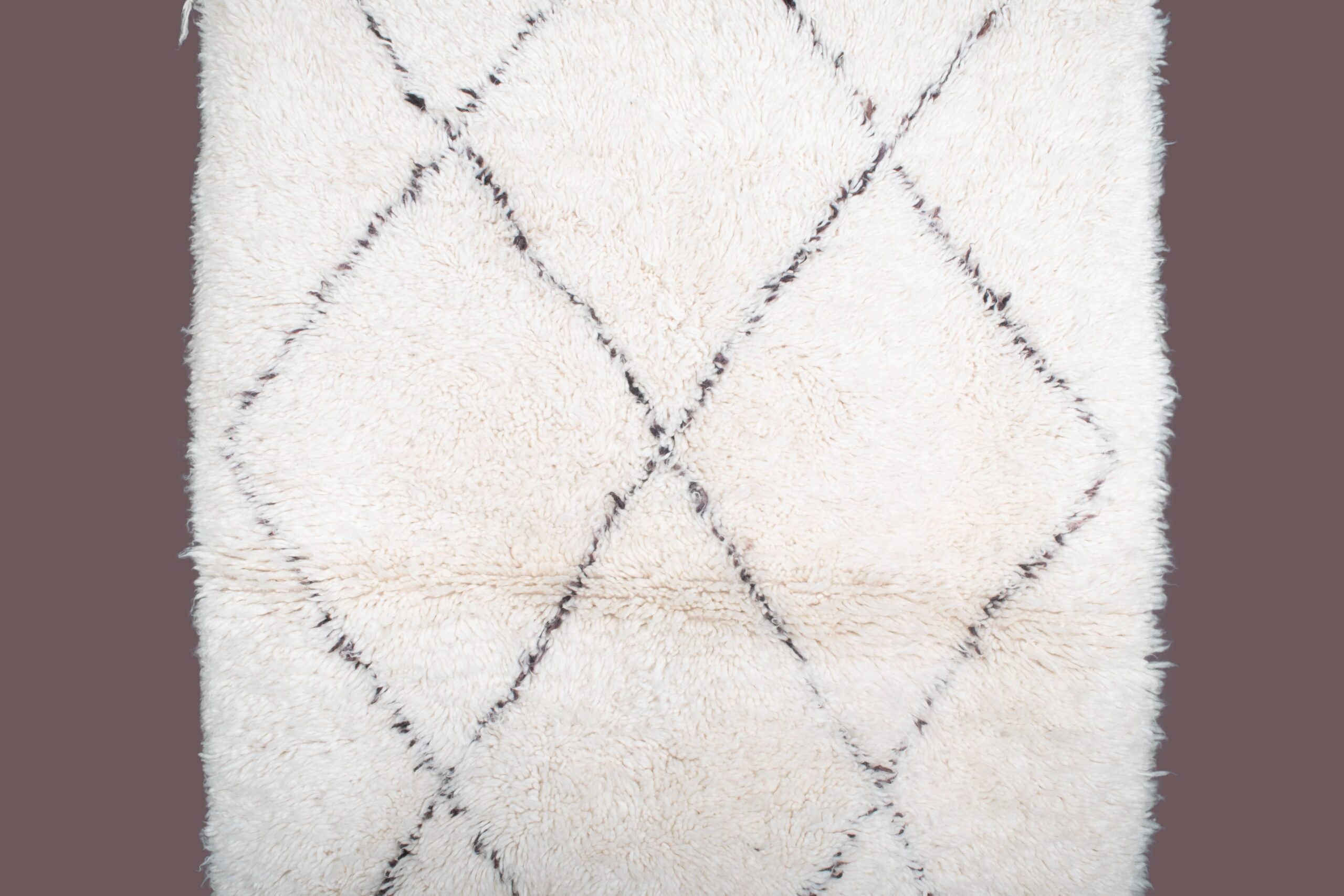 Moroccan Rug Handmade Wool 4x6 - Ivory Neutral Minimalist Boho Area Rug for Living Room Bedroom - Beni Ourain – Image 3