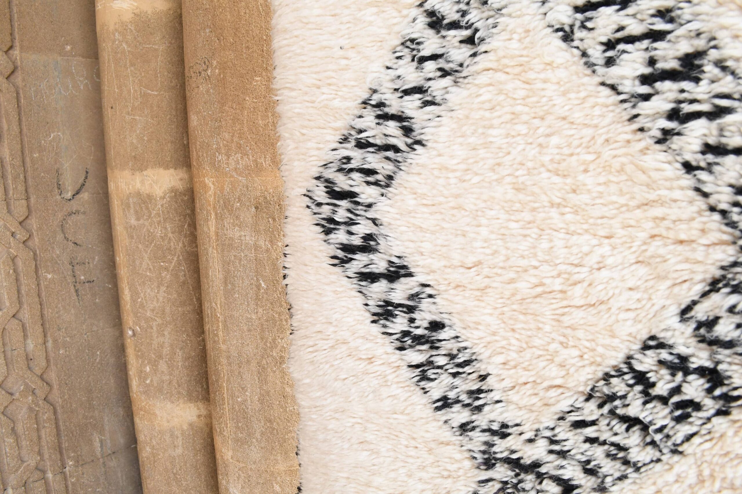 Moroccan Rug Handmade Wool 10x6 - Ivory Black Diamond Boho Area Rug for Living Room Bedroom - Beni Ourain - Imagen 8