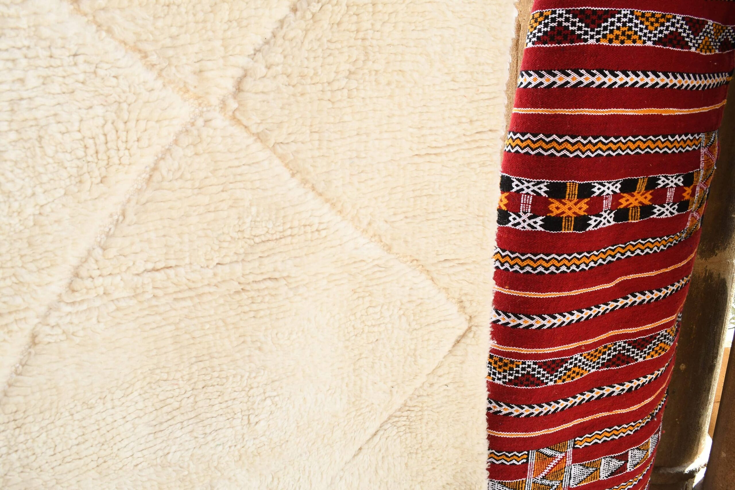 Moroccan Rug Handmade Wool 10x6 - Ivory Neutral Minimalist Boho Area Rug for Living Room Bedroom - Beni Ourain - Kuva 6