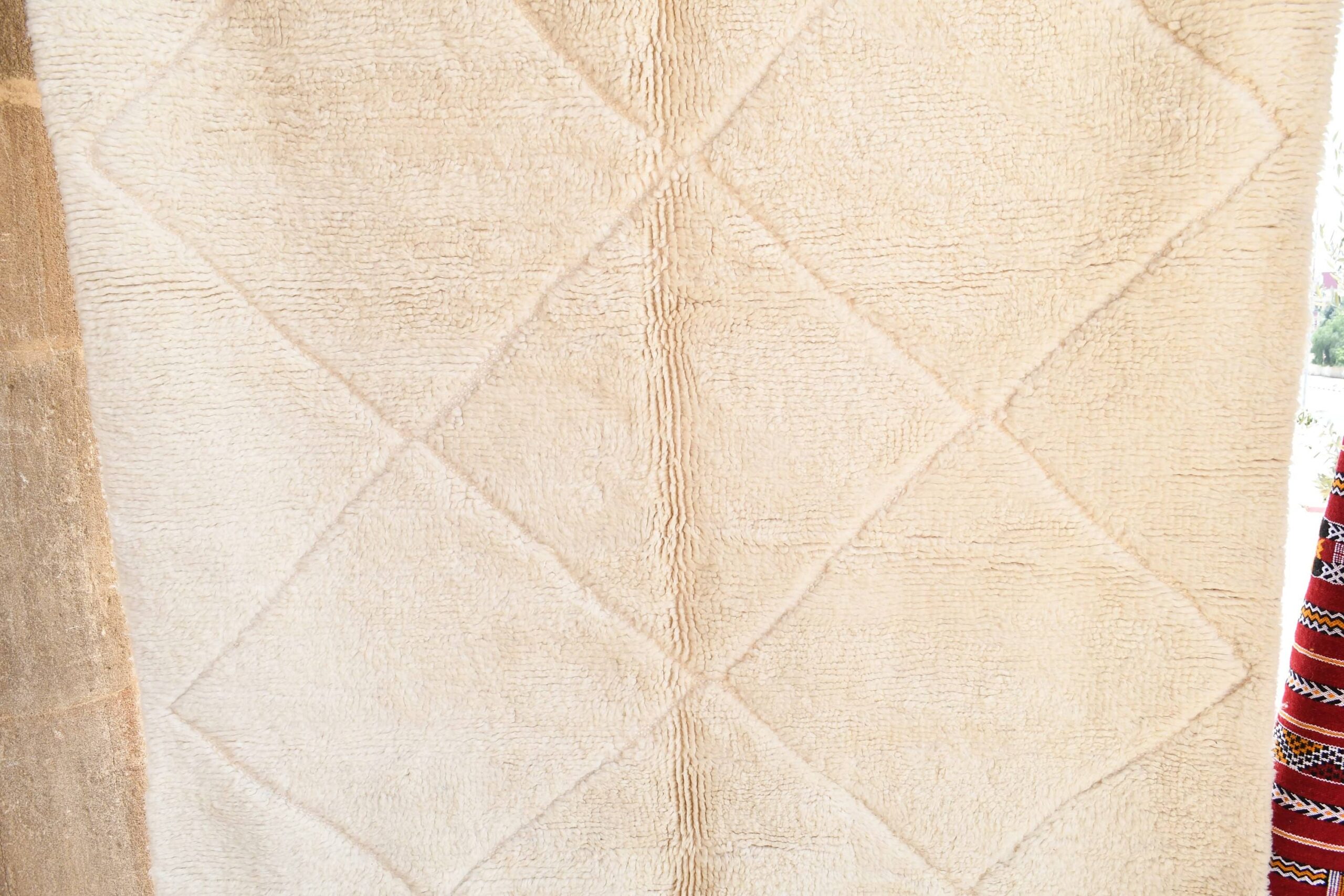 Moroccan Rug Handmade Wool 10x6 - Ivory Neutral Minimalist Boho Area Rug for Living Room Bedroom - Beni Ourain - Kuva 5