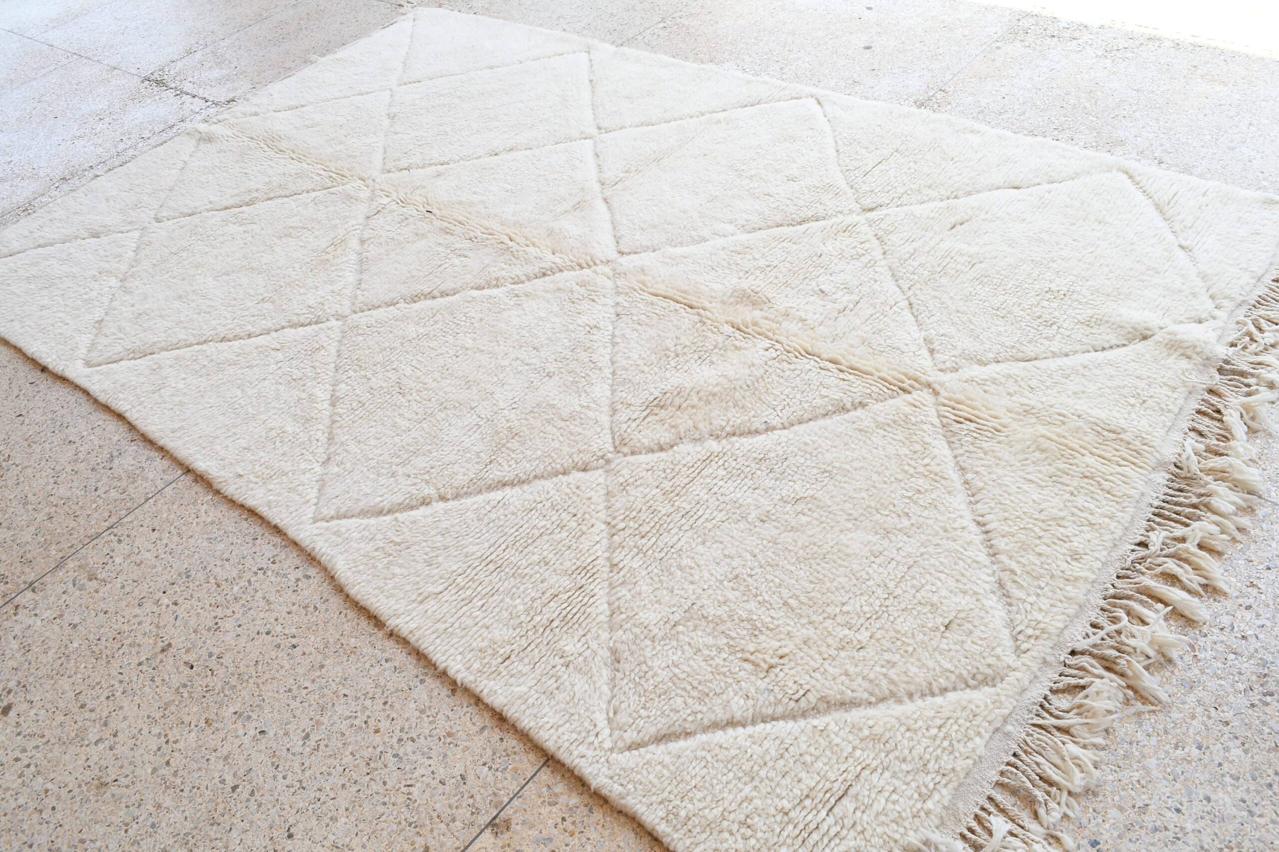 Moroccan Rug Handmade Wool 10x6 - Ivory Neutral Minimalist Boho Area Rug for Living Room Bedroom - Beni Ourain - Kuva 4