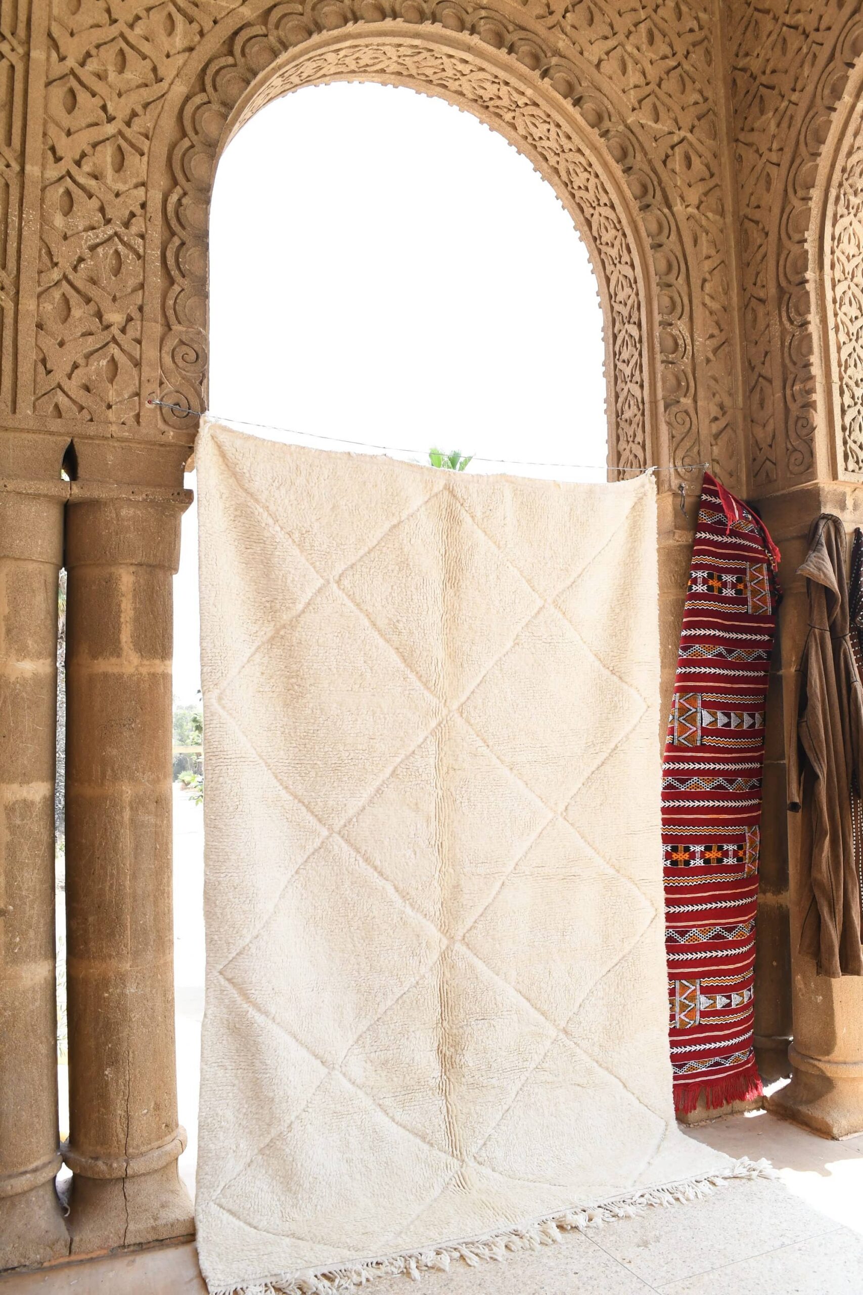 Moroccan Rug Handmade Wool 10x6 - Ivory Neutral Minimalist Boho Area Rug for Living Room Bedroom - Beni Ourain - Kuva 3