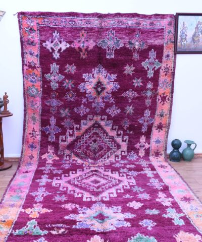 Stunning Purple Moroccan Beni Mguild Wool Rug 213x434cm - Handmade Artisan Craftsmanship