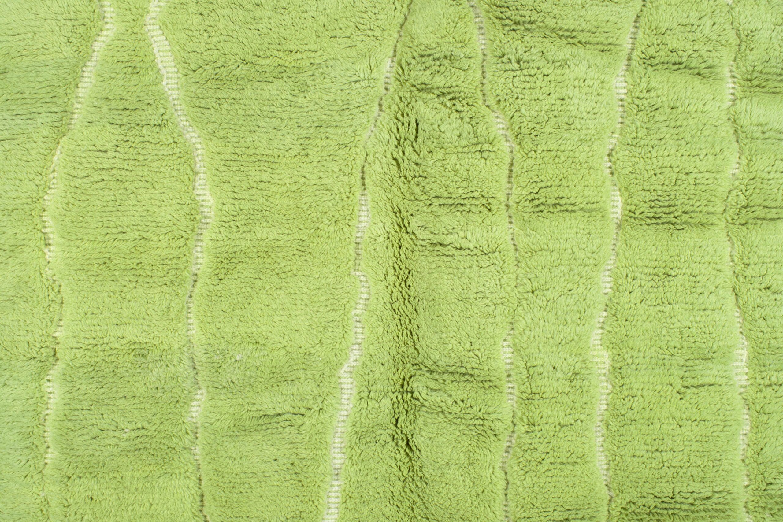 Moroccan Rug Handmade Wool 7x10 - Green Minimalist Boho Area Rug for Living Room Bedroom - Mrirt - Imagen 3