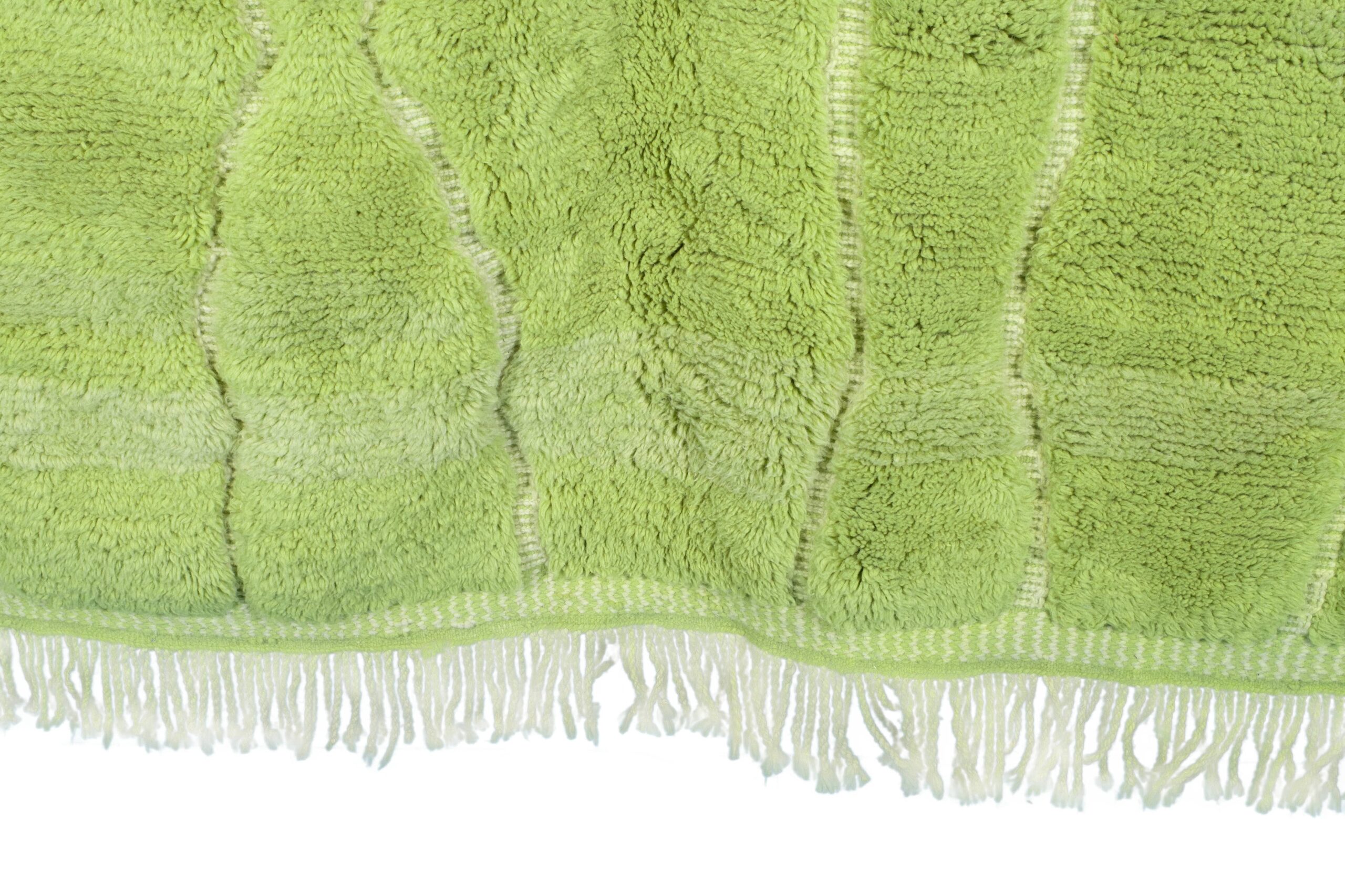 Moroccan Rug Handmade Wool 7x10 - Green Minimalist Boho Area Rug for Living Room Bedroom - Mrirt - Imagen 9