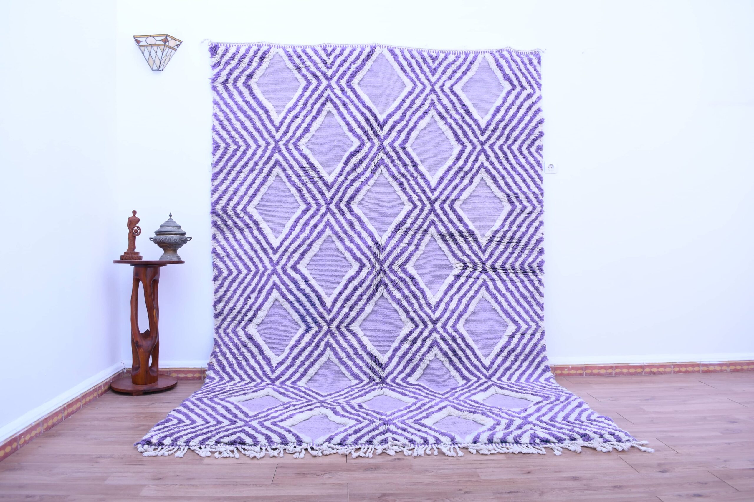 Moroccan Rug Handmade Wool 7x10 - Lavender Purple Neutral Geometric Modern Area Rug for Living Room Bedroom - Mrirt - Kuva 3