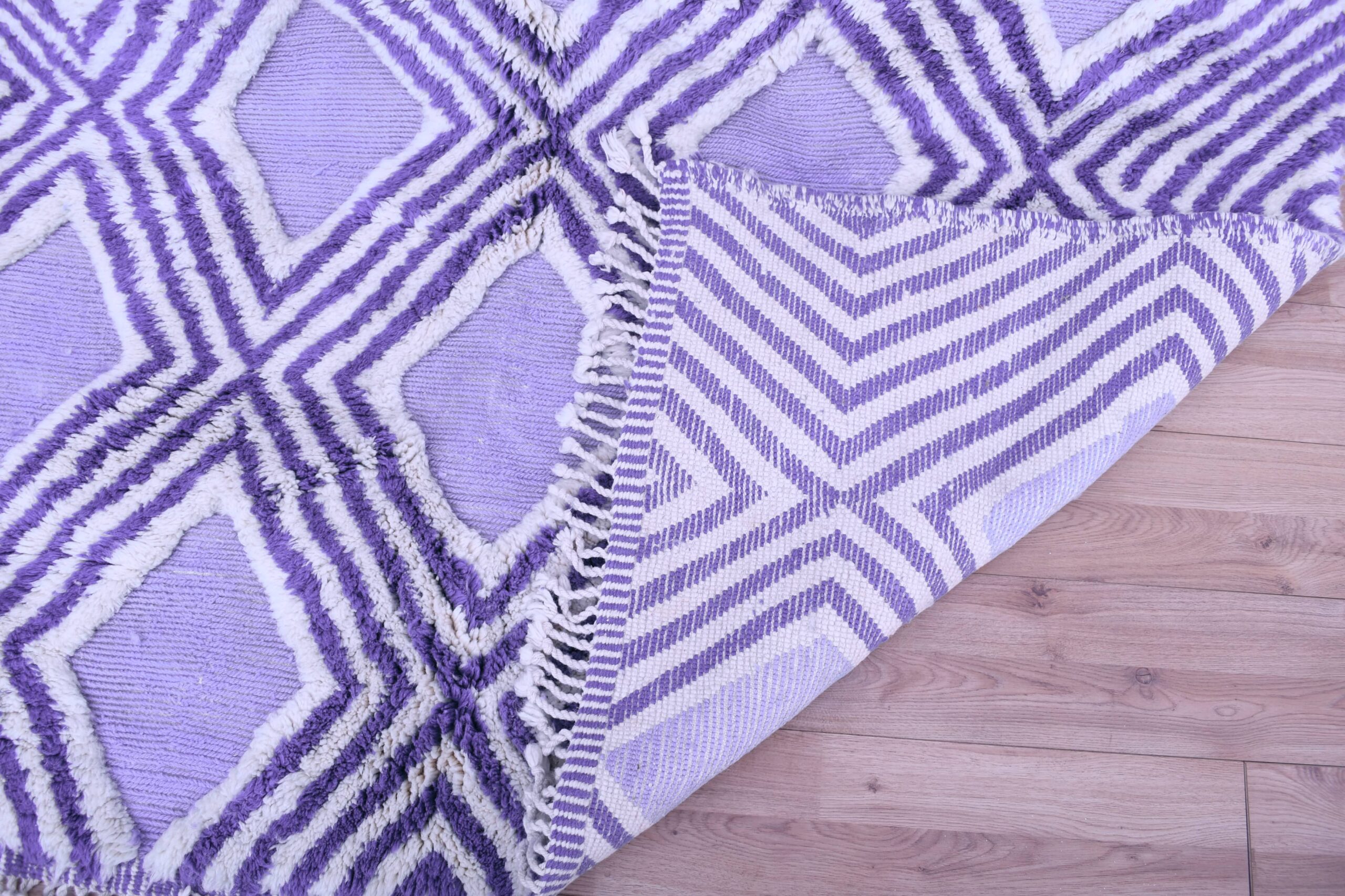 Moroccan Rug Handmade Wool 7x10 - Lavender Purple Neutral Geometric Modern Area Rug for Living Room Bedroom - Mrirt - Kuva 6
