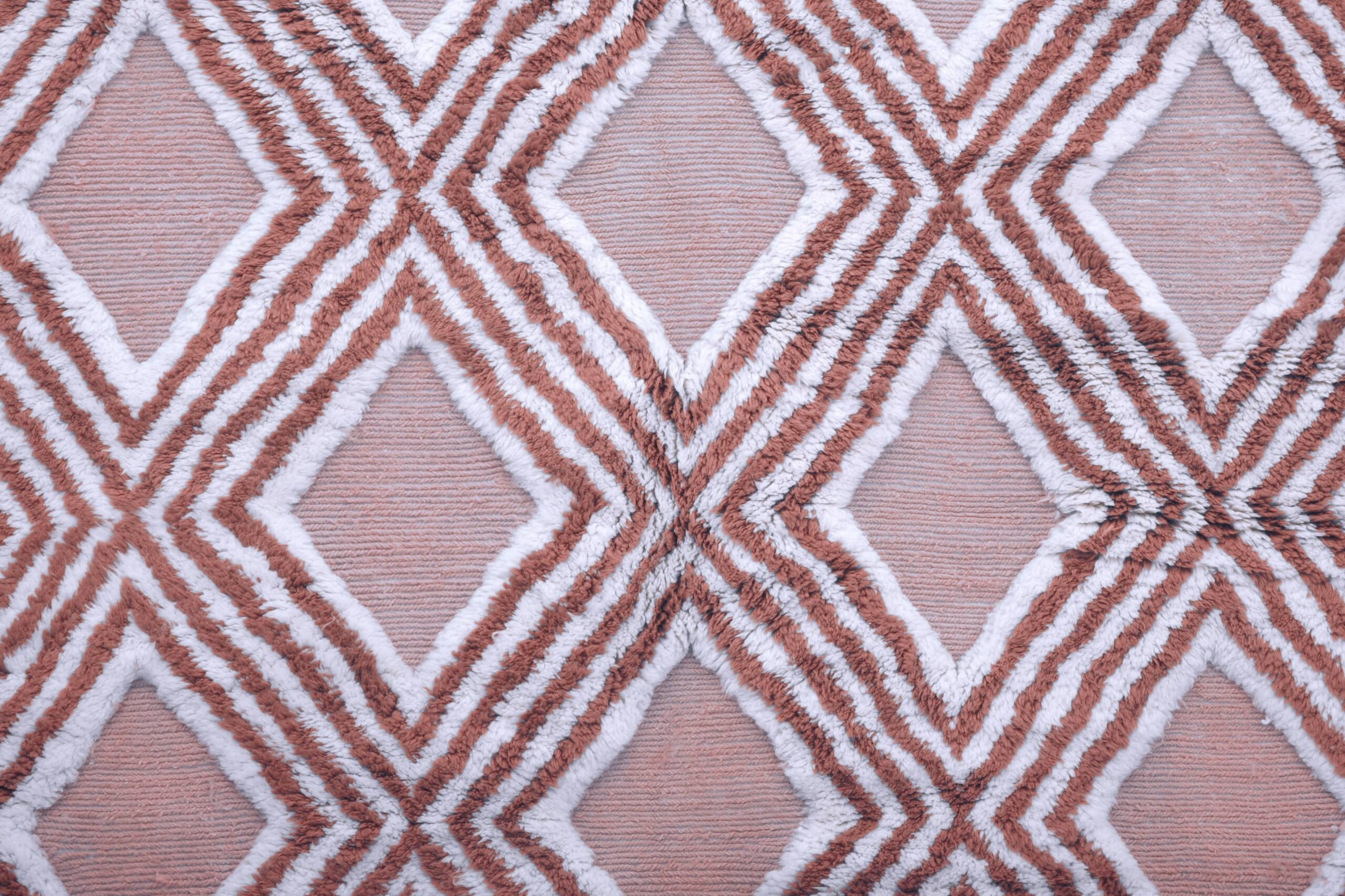 Moroccan Rug Handmade Wool 7x10 - Terracotta Ivory Geometric Boho Area Rug for Living Room Bedroom - Mrirt - Imagen 6