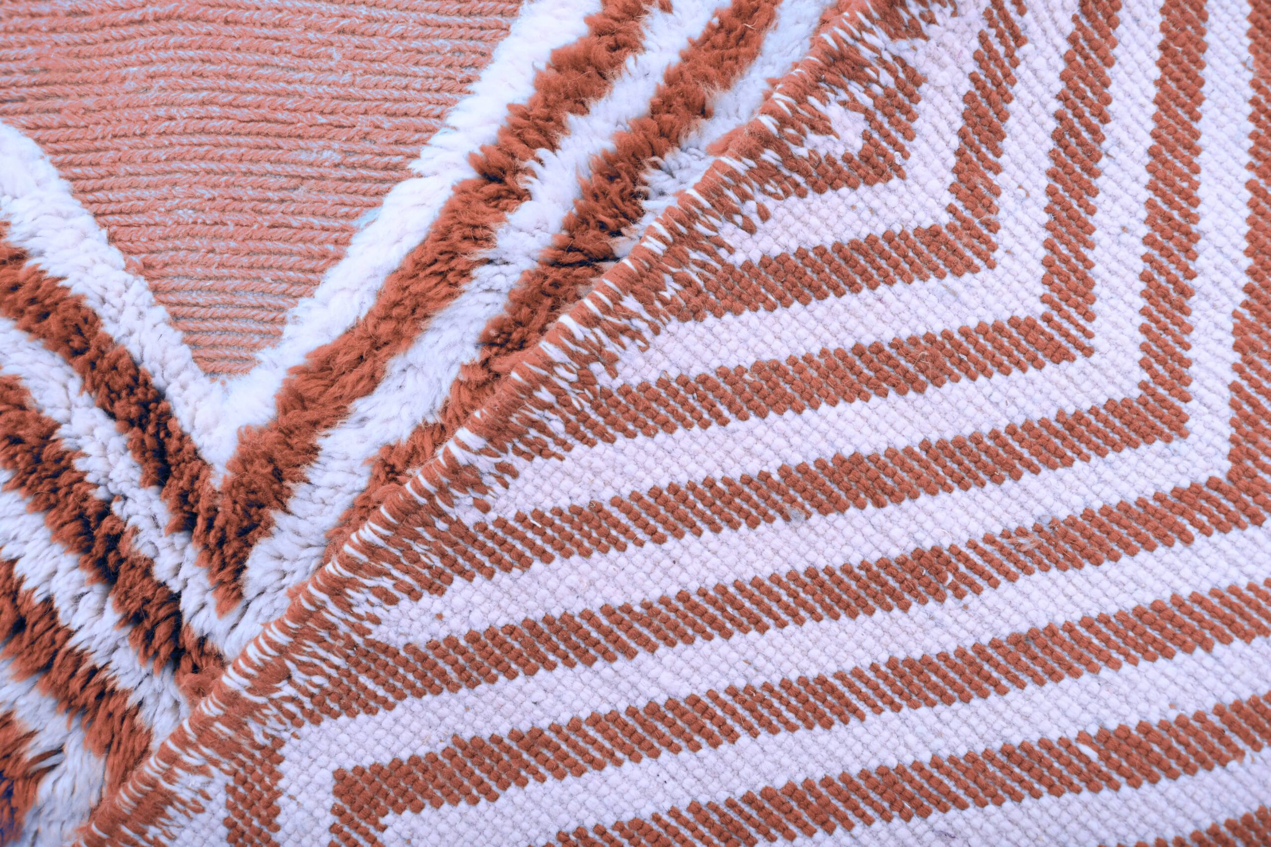 Moroccan Rug Handmade Wool 7x10 - Terracotta Ivory Geometric Boho Area Rug for Living Room Bedroom - Mrirt - Imagen 7