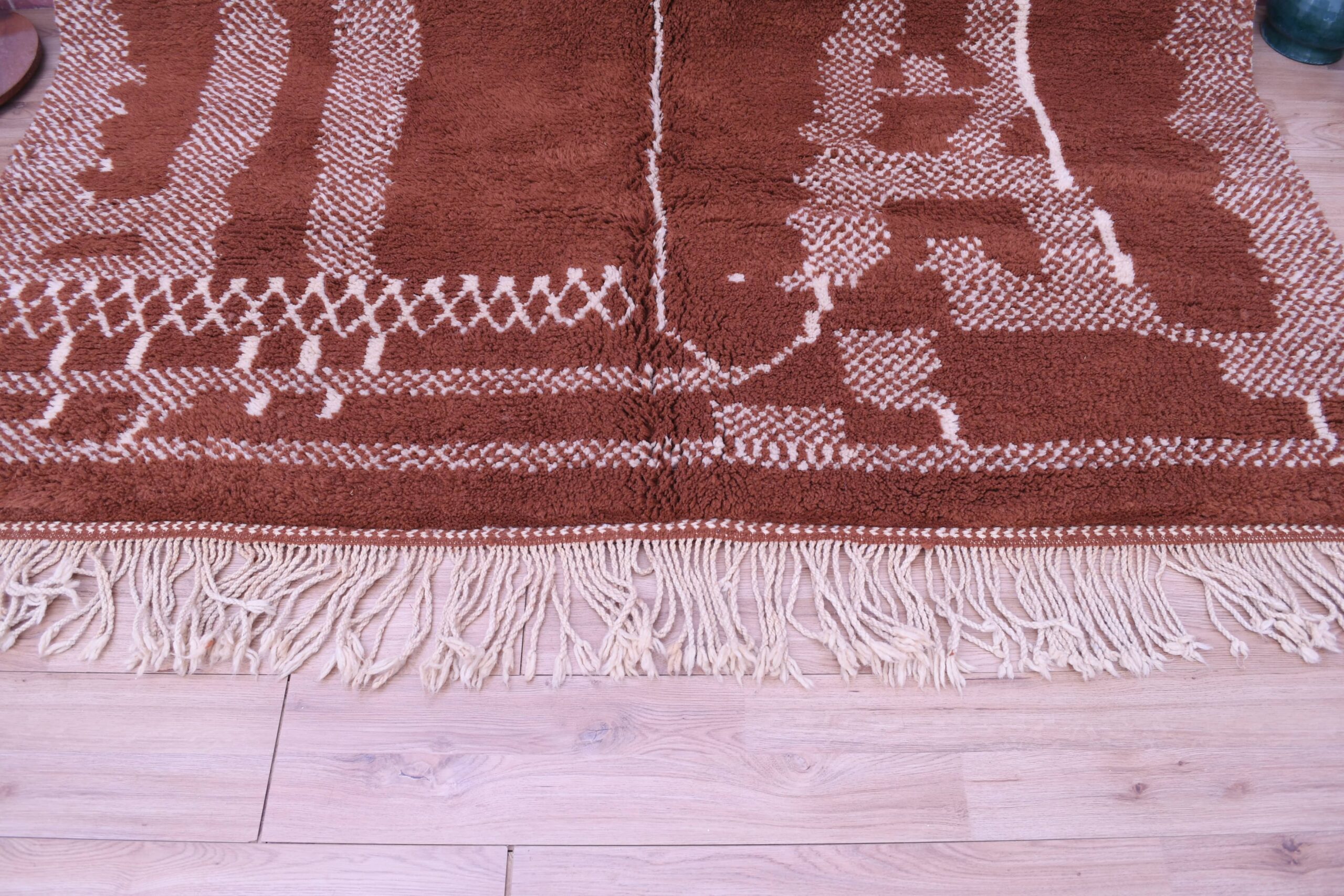 Moroccan Rug Handmade Wool 7x10 - Brown Neutral Modern Boho Area Rug for Living Room Bedroom - Mrirt Berber - Imagen 3