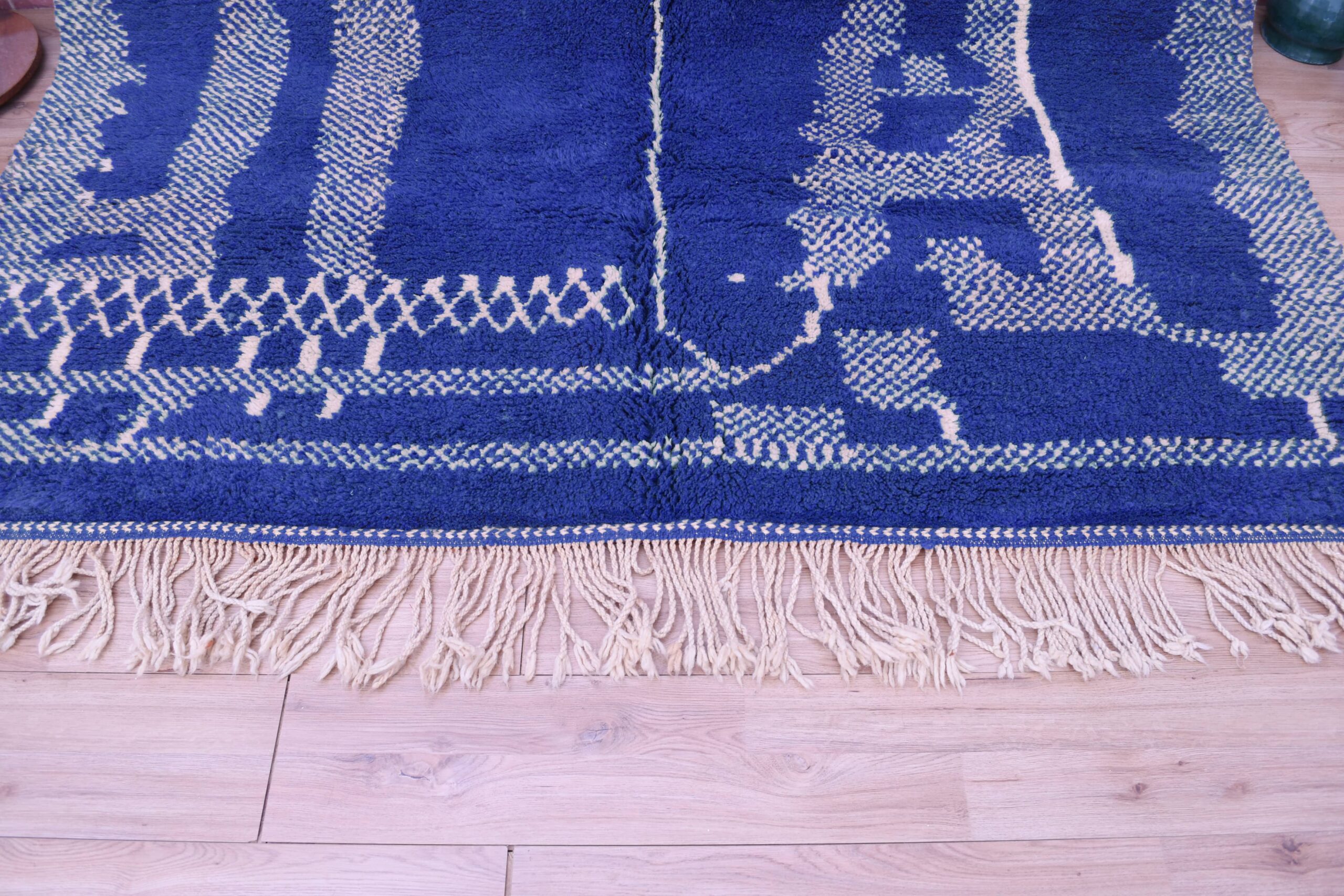 Moroccan Rug Handmade Wool 7x10 - Blue Neutral Modern Area Rug for Living Room, Minimalist Boho Decor - Beni Ourain - الصورة 3
