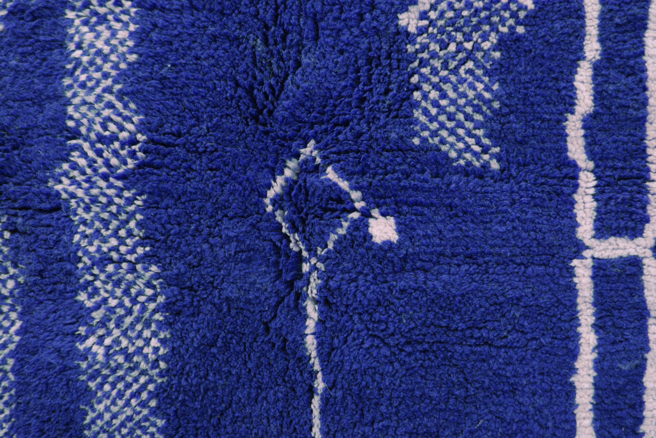 Moroccan Rug Handmade Wool 7x10 - Blue Neutral Modern Area Rug for Living Room, Minimalist Boho Decor - Beni Ourain - الصورة 5