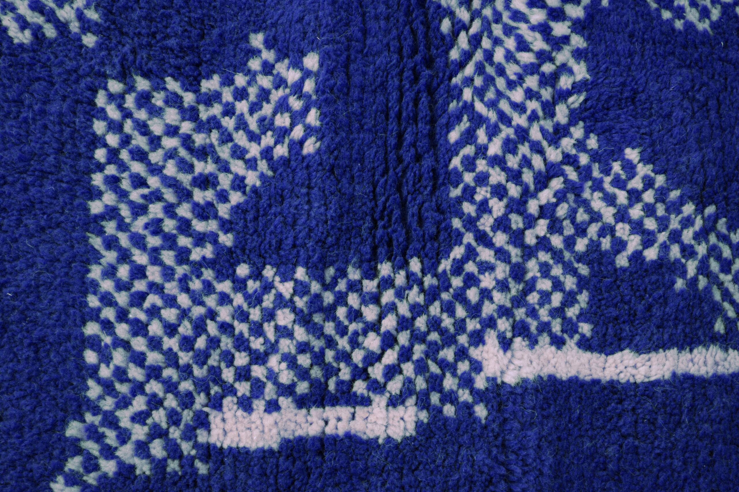 Moroccan Rug Handmade Wool 7x10 - Blue Neutral Modern Area Rug for Living Room, Minimalist Boho Decor - Beni Ourain - الصورة 10