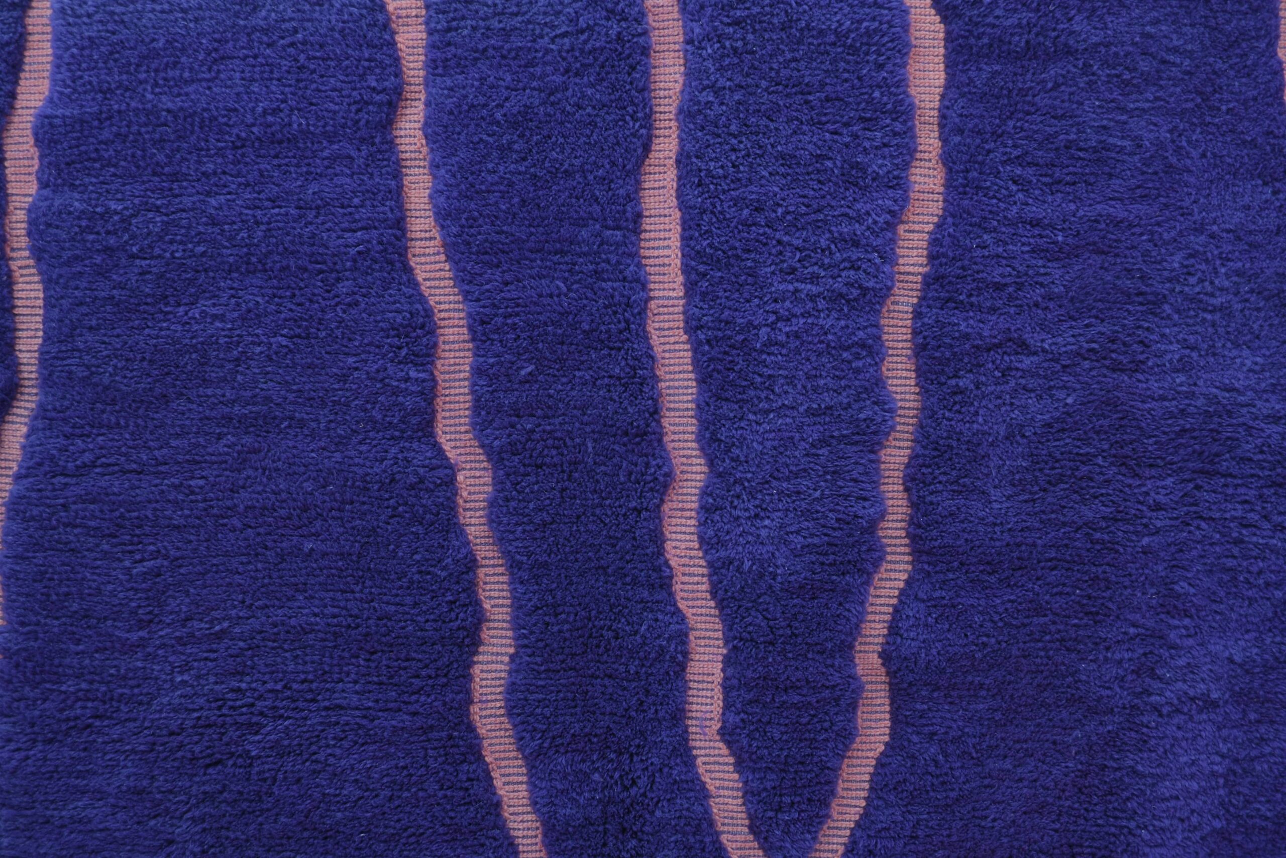 Moroccan Rug Handmade Wool 7x10 - Navy Blue Modern Boho Area Rug for Living Room Bedroom - Mrirt Berber - 画像3