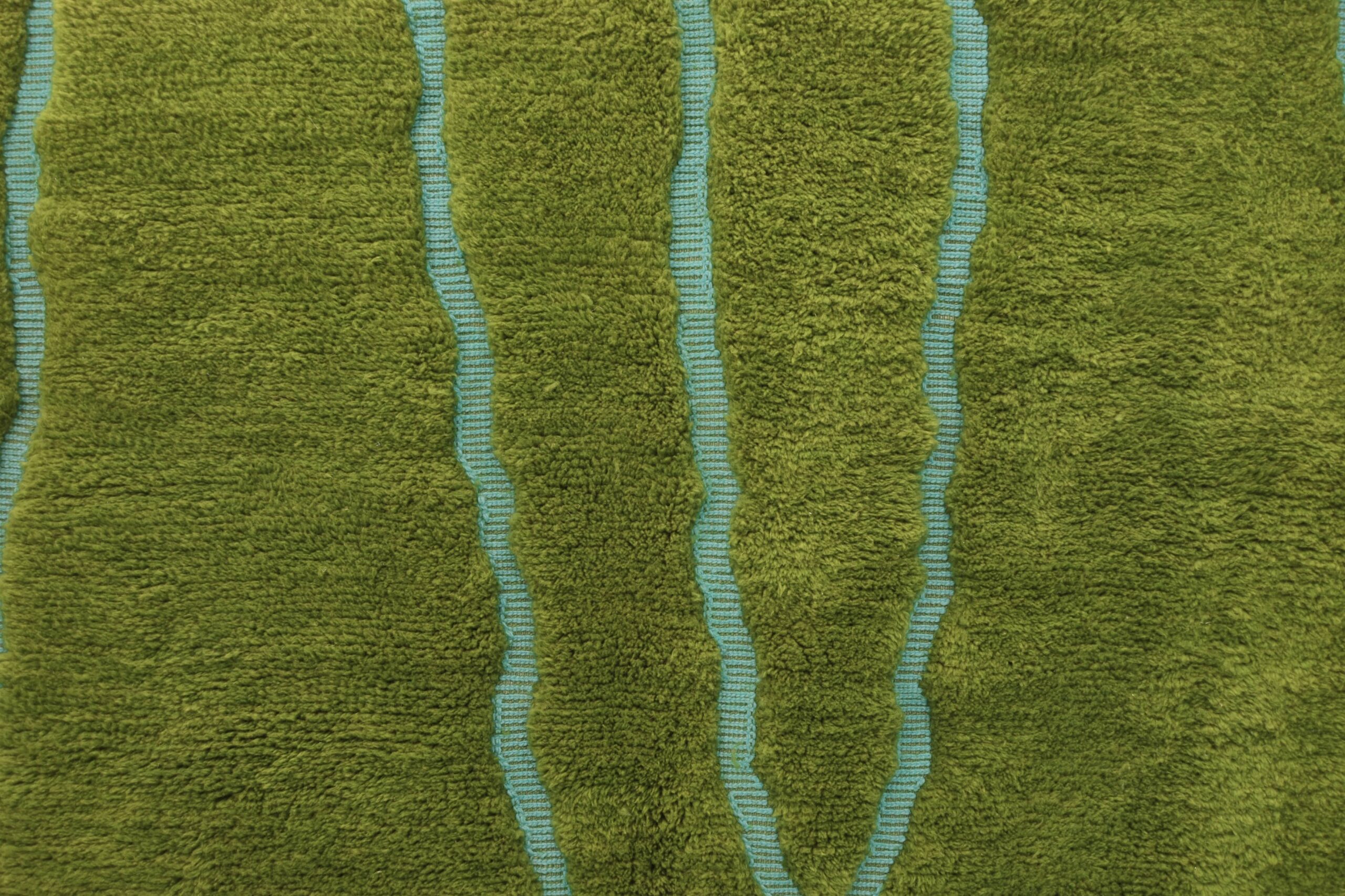 Moroccan Rug Handmade Wool 7x10 - Green Modern Minimalist Area Rug for Living Room Bedroom - Mrirt - 画像4