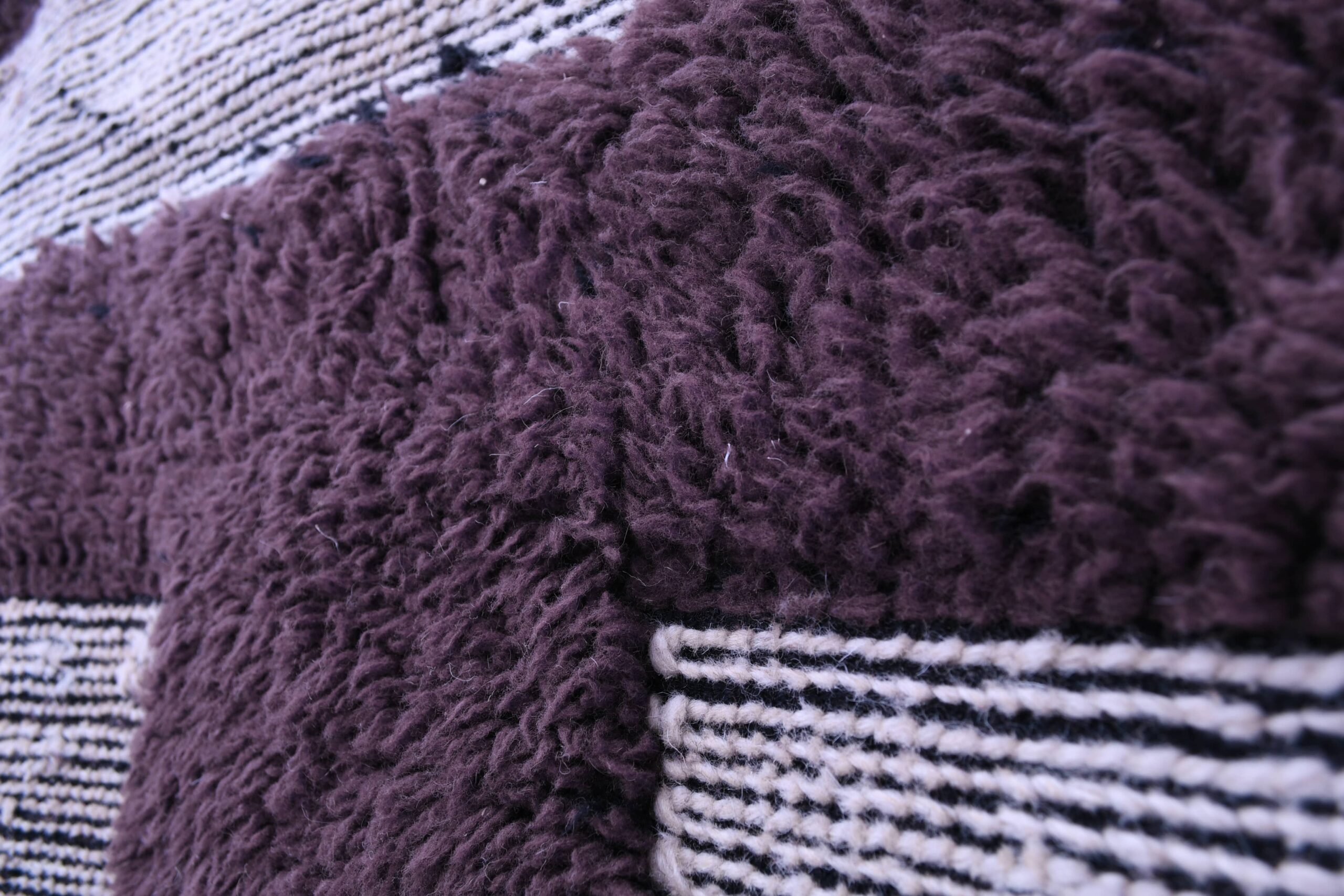 Moroccan Rug Handmade Wool 7x10 - Neutral Gray Brown Purple Modern Boho Area Rug for Living Room Bedroom - Mrirt – Image 6