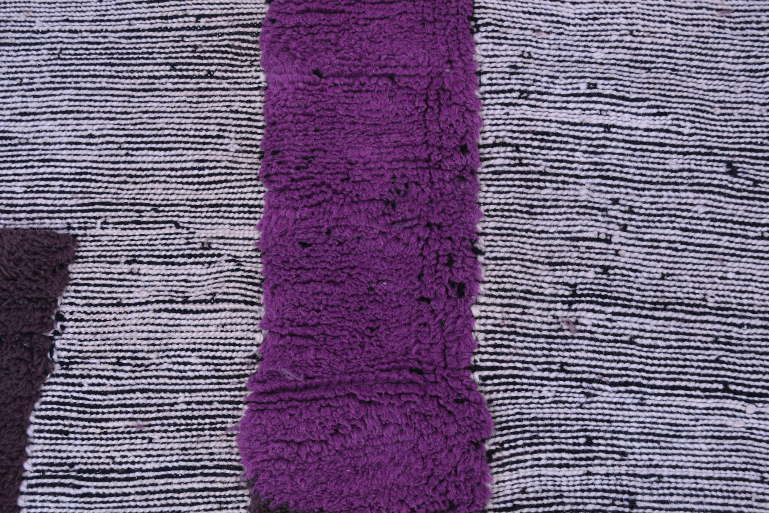 Moroccan Rug Handmade Wool 7x10 - Neutral Gray Brown Purple Modern Boho Area Rug for Living Room Bedroom - Mrirt – Image 7