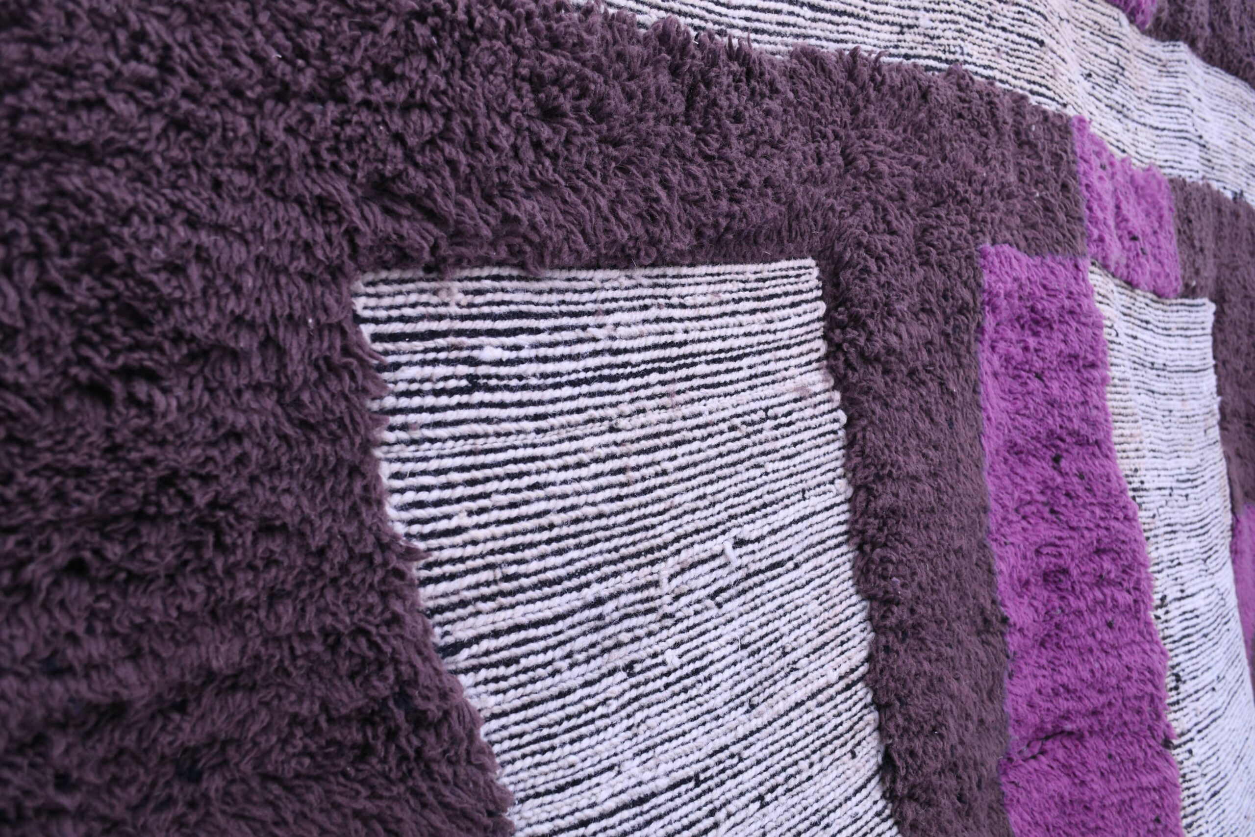 Moroccan Rug Handmade Wool 7x10 - Neutral Gray Brown Purple Modern Boho Area Rug for Living Room Bedroom - Mrirt – Image 10