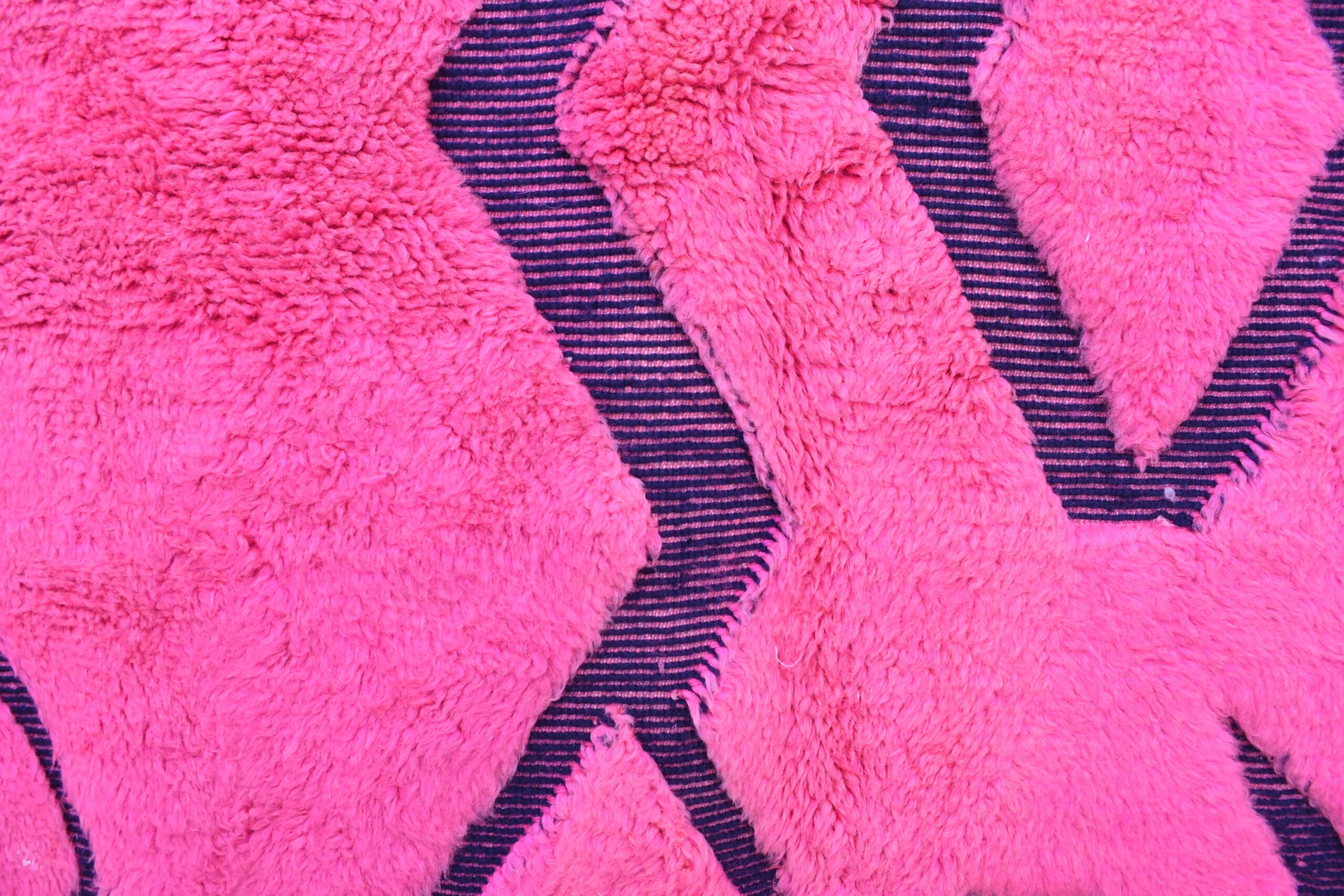 Moroccan Rug Handmade Wool 7x9 - Pink Black Geometric Boho Area Rug for Living Room Bedroom - Mrirt - الصورة 4