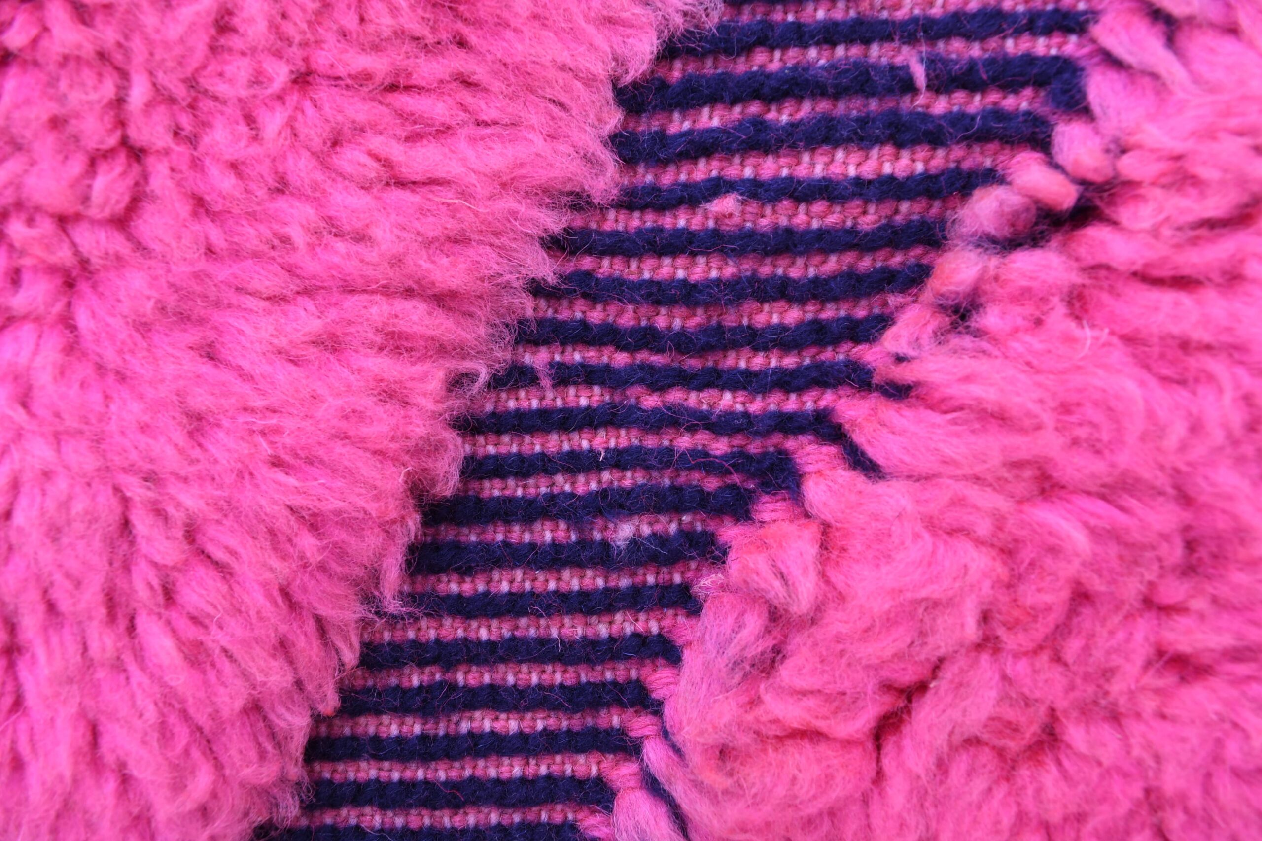 Moroccan Rug Handmade Wool 7x9 - Pink Black Geometric Boho Area Rug for Living Room Bedroom - Mrirt - الصورة 6