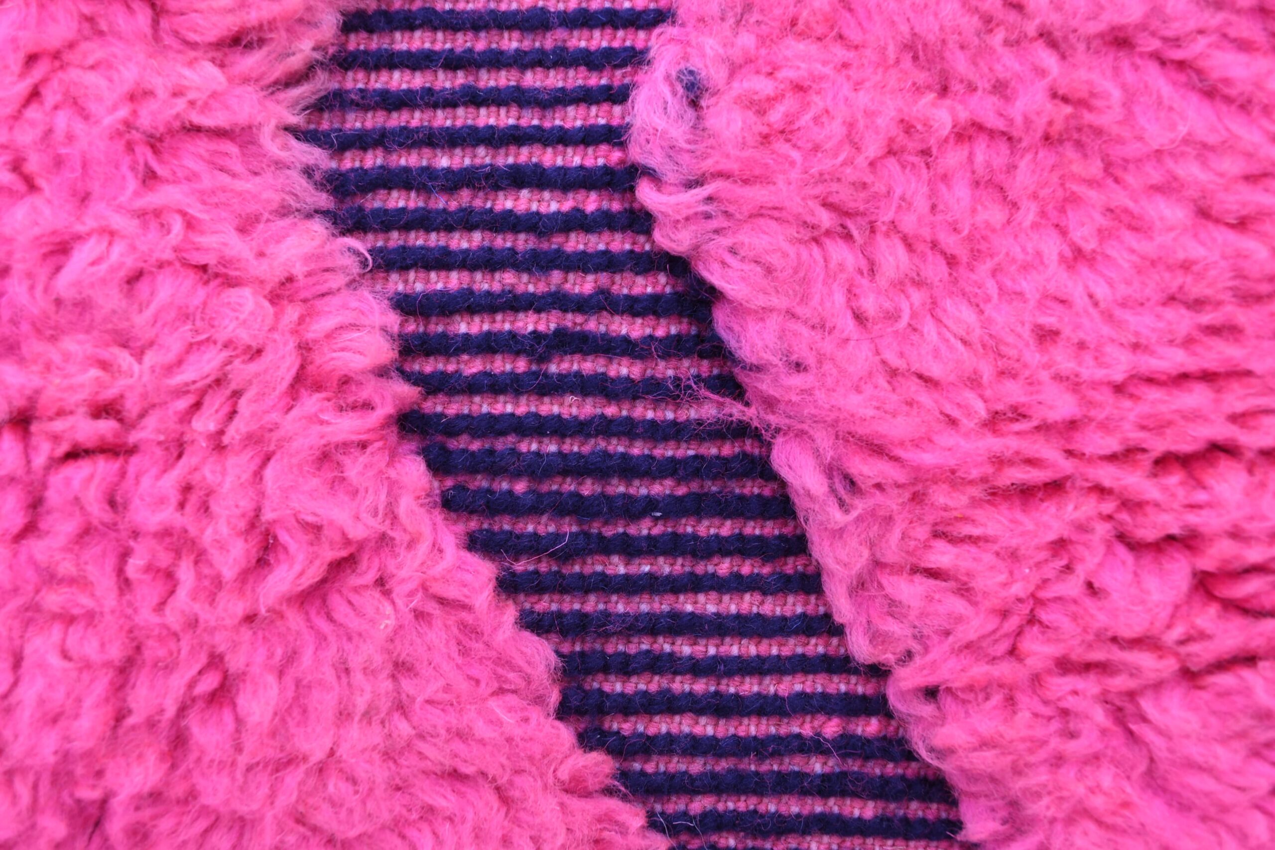 Moroccan Rug Handmade Wool 7x9 - Pink Black Geometric Boho Area Rug for Living Room Bedroom - Mrirt - الصورة 8