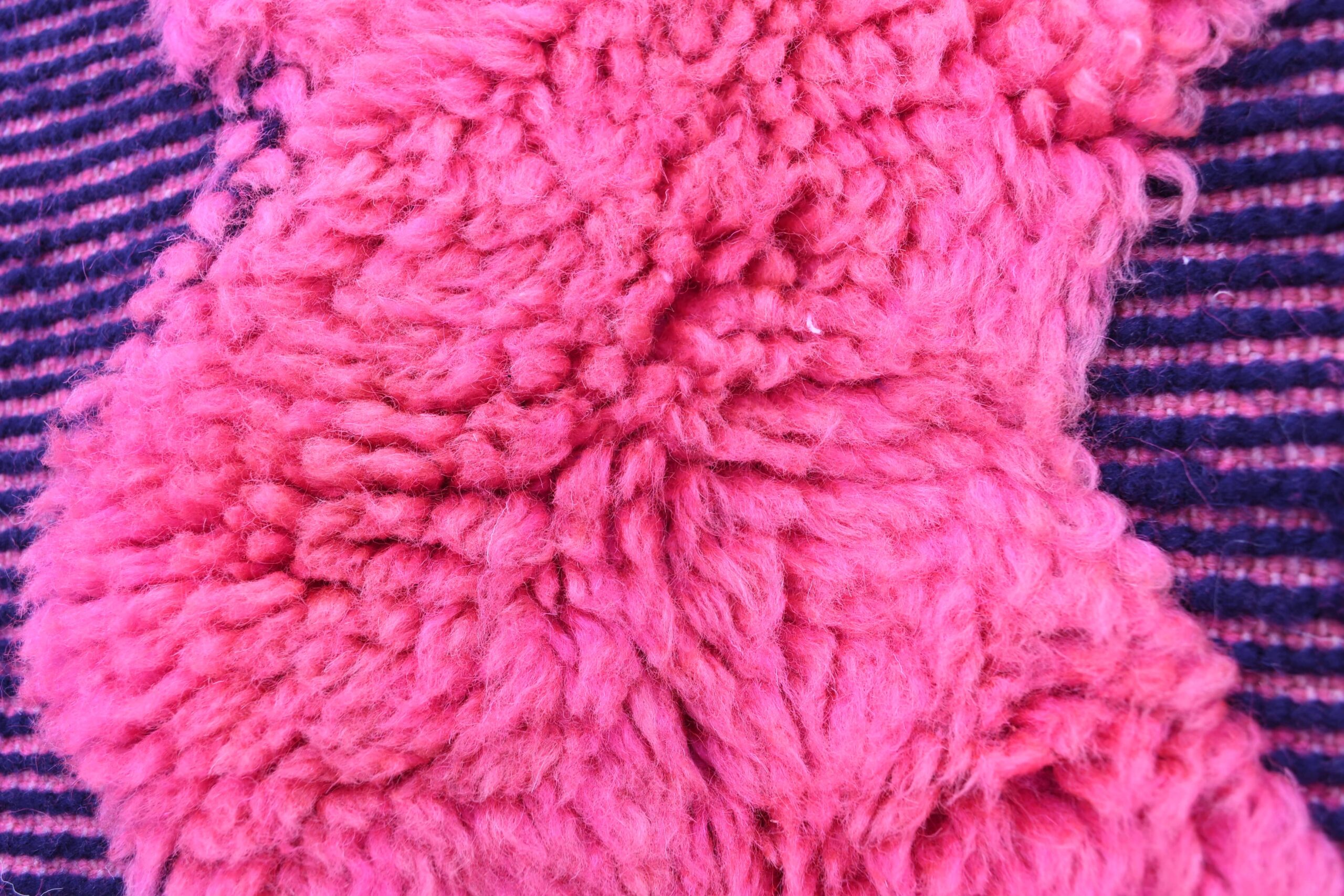 Moroccan Rug Handmade Wool 7x9 - Pink Black Geometric Boho Area Rug for Living Room Bedroom - Mrirt - الصورة 10