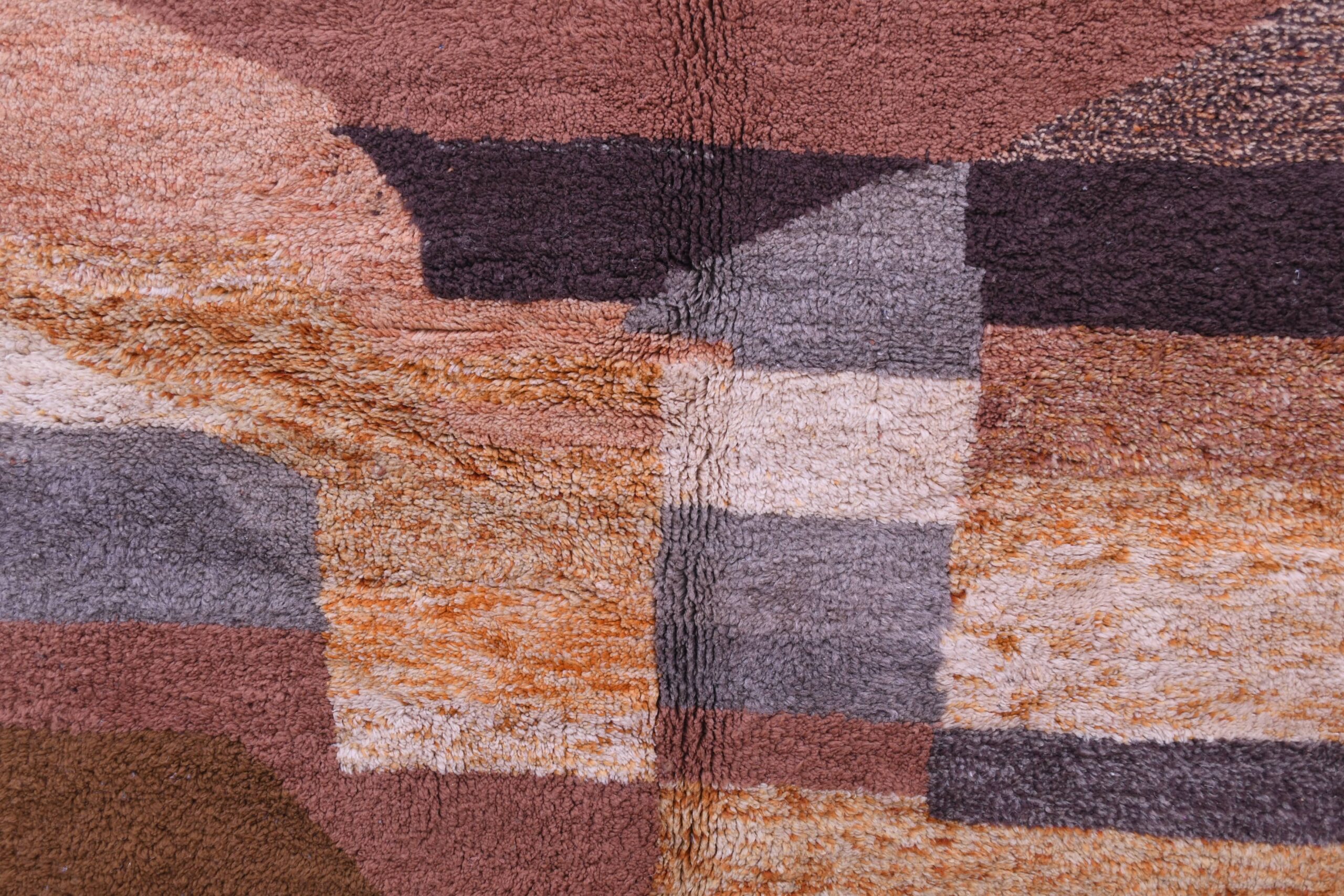 Moroccan Rug Handmade Wool 7x10 - Neutral Brown Tan Modern Boho Area Rug for Living Room Bedroom - Mrirt - 画像4