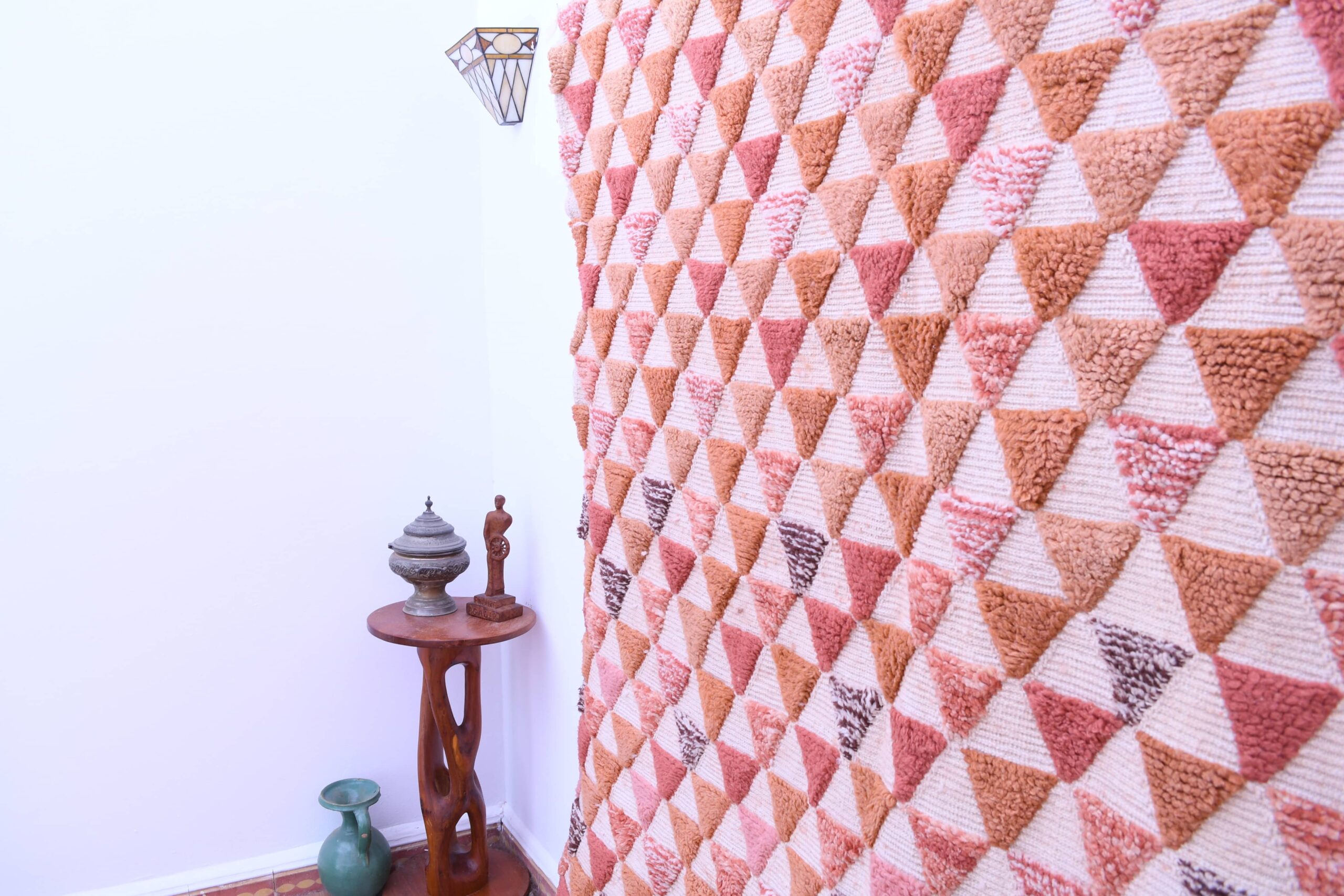 Moroccan Rug Handmade Wool 7x10 - Neutral Ivory Terracotta Modern Boho Area Rug for Living Room Bedroom - Mrirt - الصورة 3