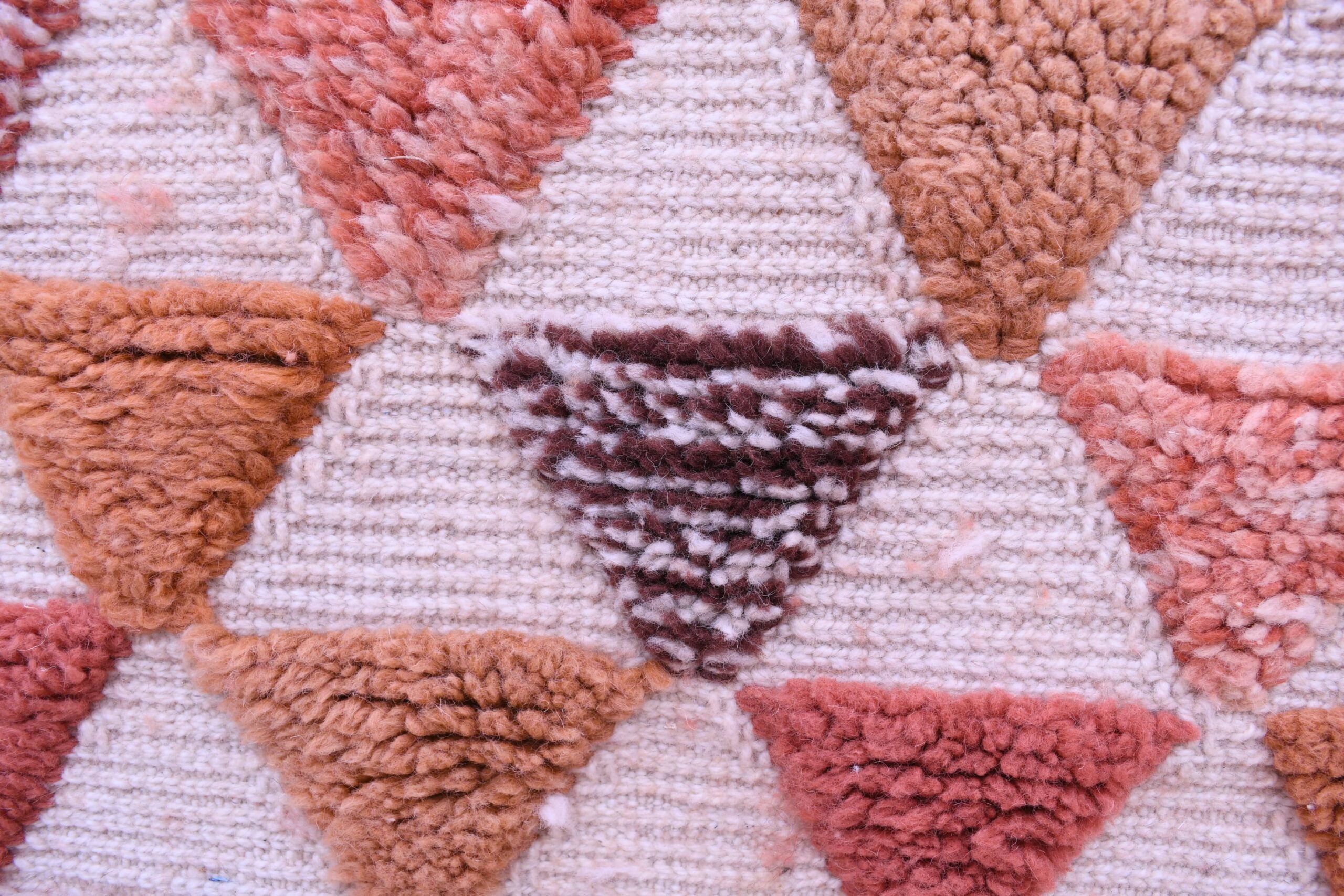 Moroccan Rug Handmade Wool 7x10 - Neutral Ivory Terracotta Modern Boho Area Rug for Living Room Bedroom - Mrirt - الصورة 9