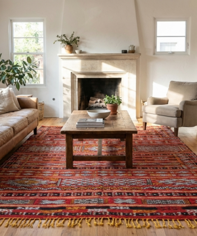 Moroccan Rug Zemmour 8x10 Wool Multicolor Red Ivory Tribal Boho Living Room Berber