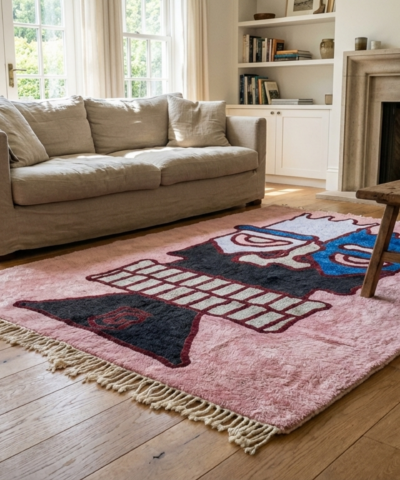 Moroccan Rug Handmade Wool Custom Size - Pink Modern Boho Area Rug for Living Room Bedroom - Authentic Berber