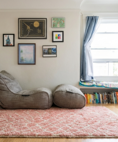 Moroccan Rug Handmade Wool 8x10 - Blush Pink Neutral Boho Area Rug for Living Room Bedroom - Mrirt