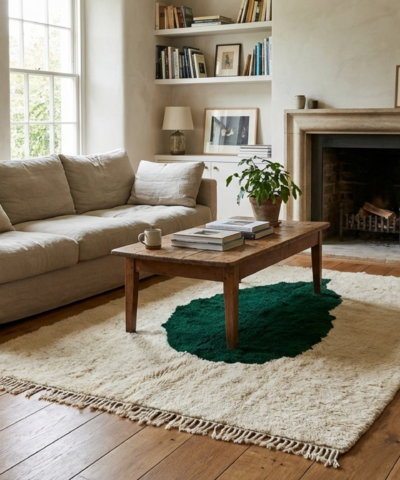 Moroccan Rug Handmade Wool 8x10 - Ivory Neutral Modern Boho Area Rug for Living Room Bedroom - Mrirt