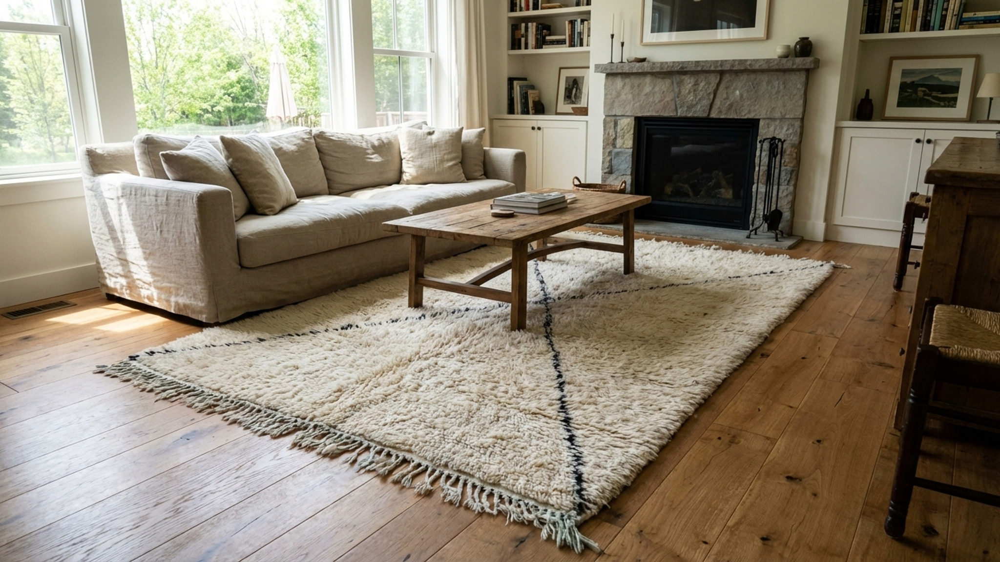 Alfombra marroquí de lana hecha a mano, 2x4, color marfil y negro, minimalista, estilo bohemio, para la entrada del dormitorio, Beni Ourain