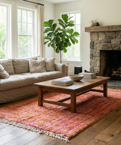 Moroccan Rug Handmade Wool 3x13 - Neutral Rust Pink Runner Boho Area Rug for Hallway Kitchen Entryway - Mrirt Rug