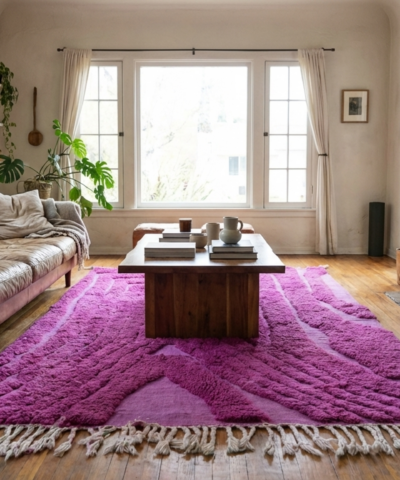 Moroccan Rug Handmade Wool 7x10 - Purple Magenta Modern Boho Area Rug for Living Room Bedroom - Mrirt