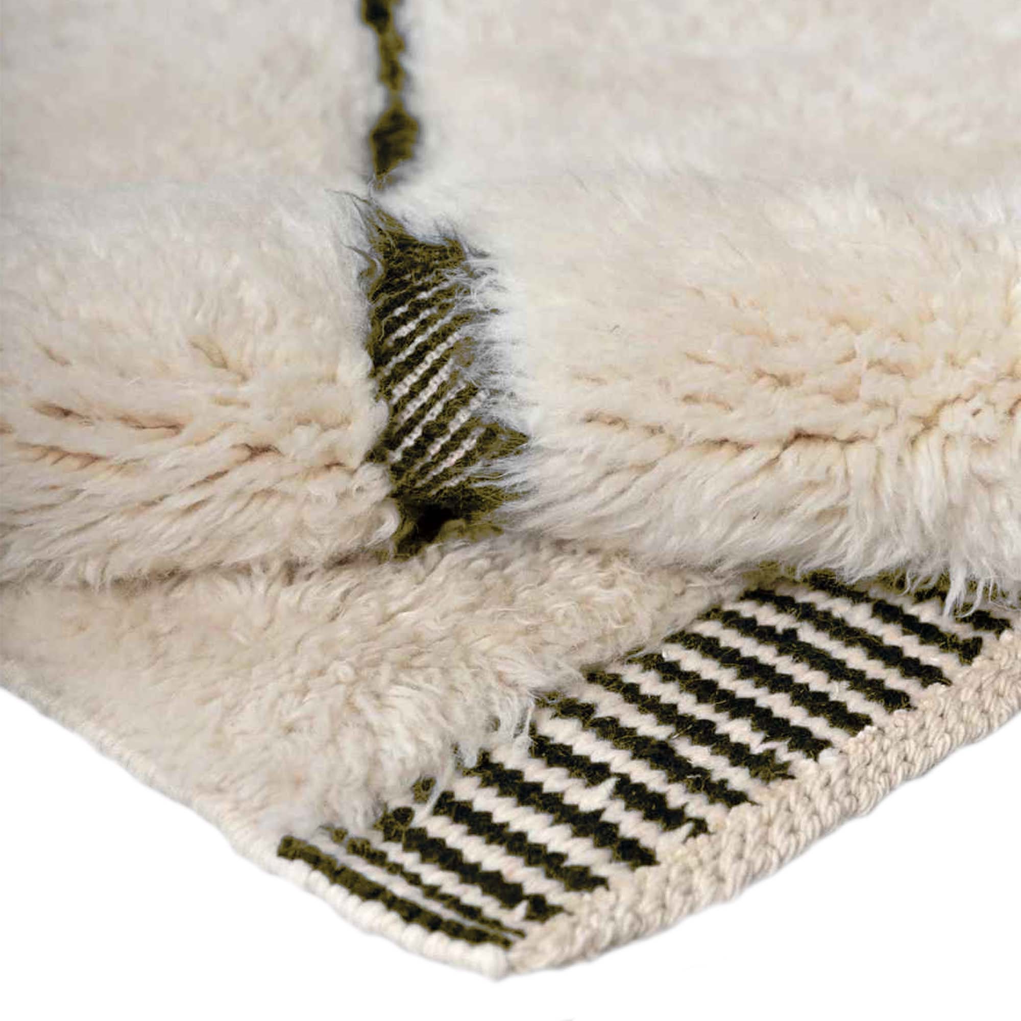 Moroccan Rug Beni Ourain 7x10 Wool Ivory Olive Green Minimalist Living Room Berber - الصورة 11