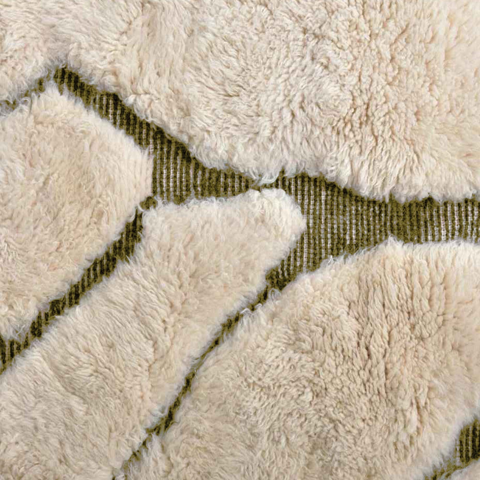 Moroccan Rug Beni Ourain 7x10 Wool Ivory Olive Green Minimalist Living Room Berber - الصورة 7