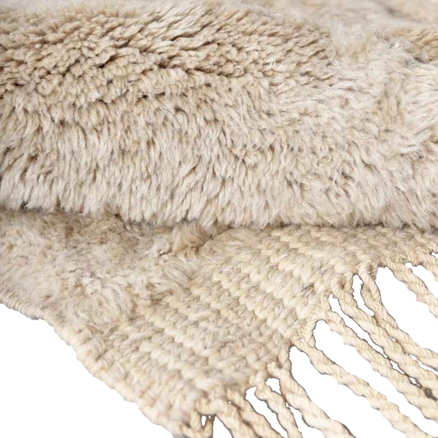 Moroccan Rug Handmade Wool 7x10 - Ivory Neutral Blue Modern Boho Area Rug for Living Room Bedroom - Beni Ourain – Bild 11